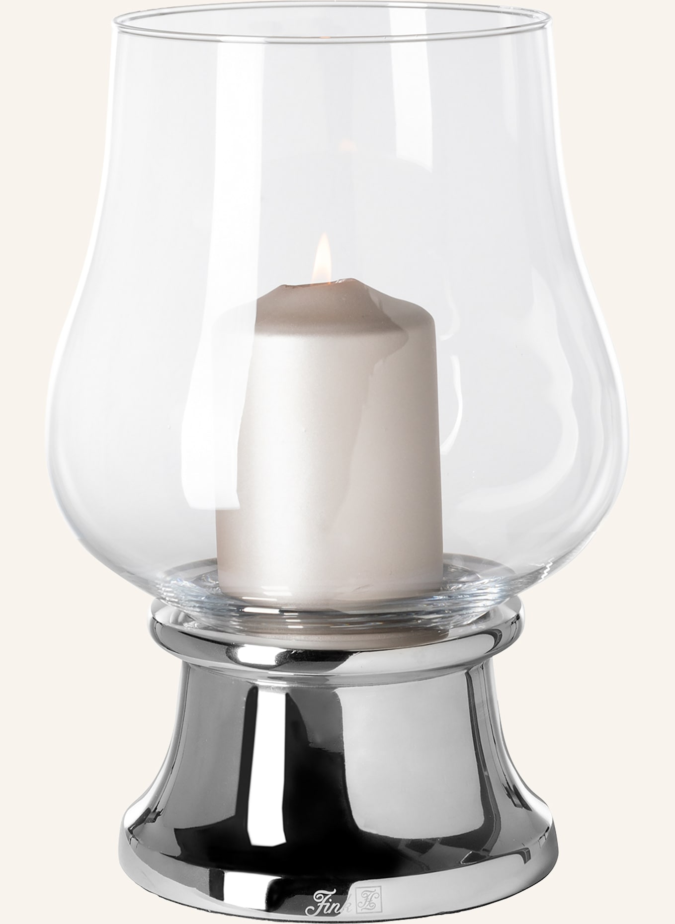 Fink Windlicht mit Glas PALINA: SILBER