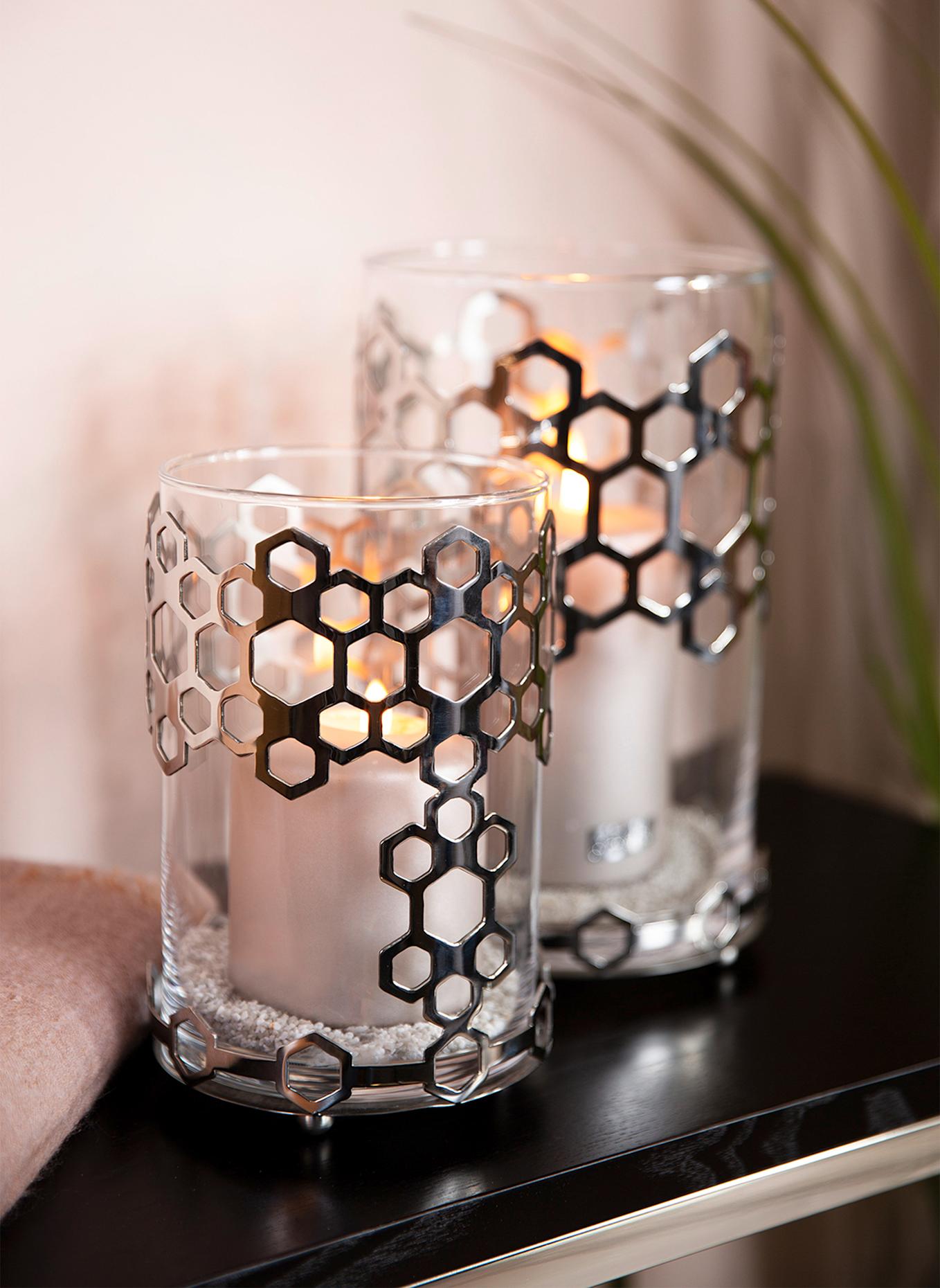 Fink Windlicht mit Glas DELIGHT: SILBER