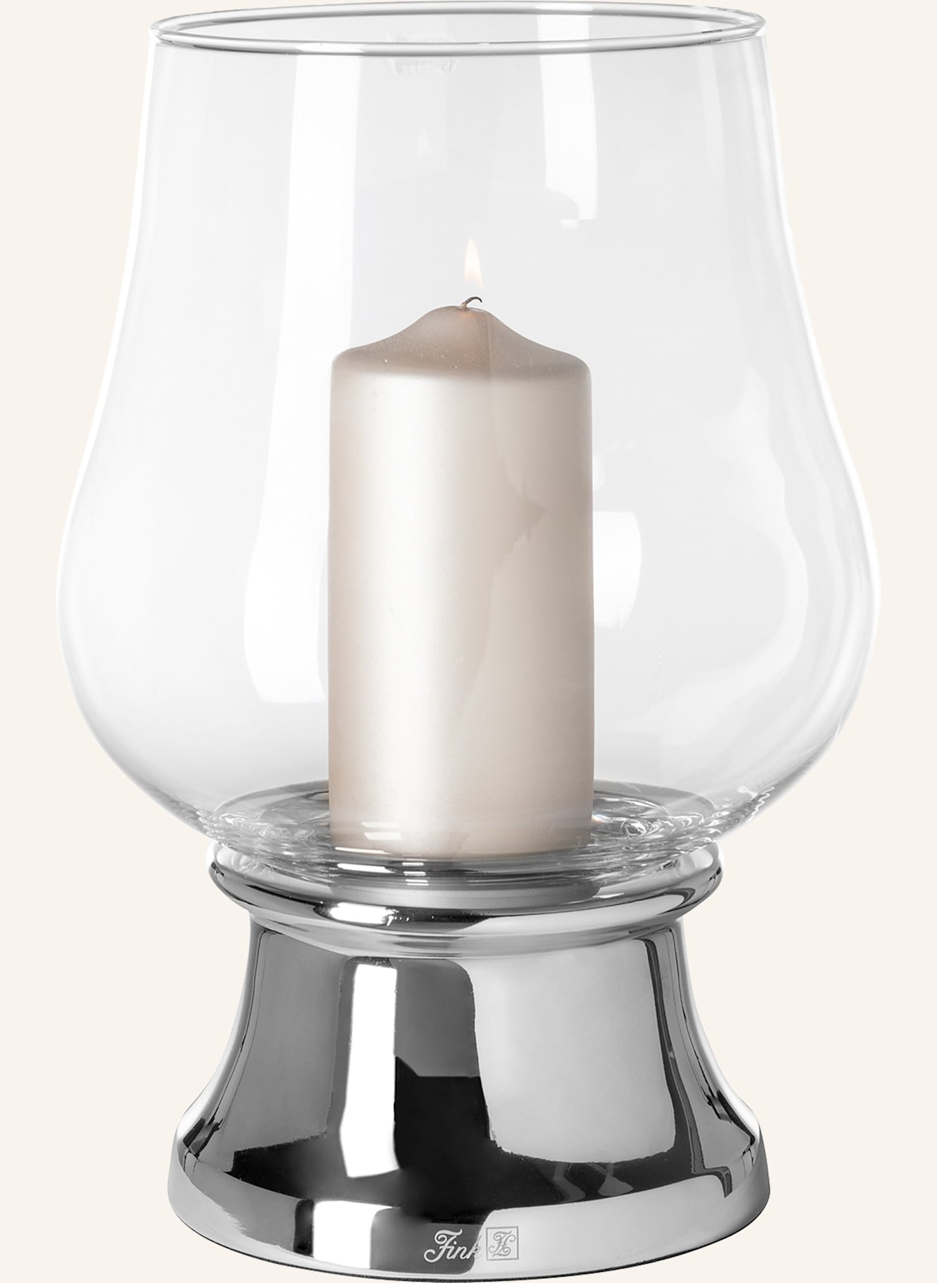 Fink Windlicht mit Glas PALINA: SILBER