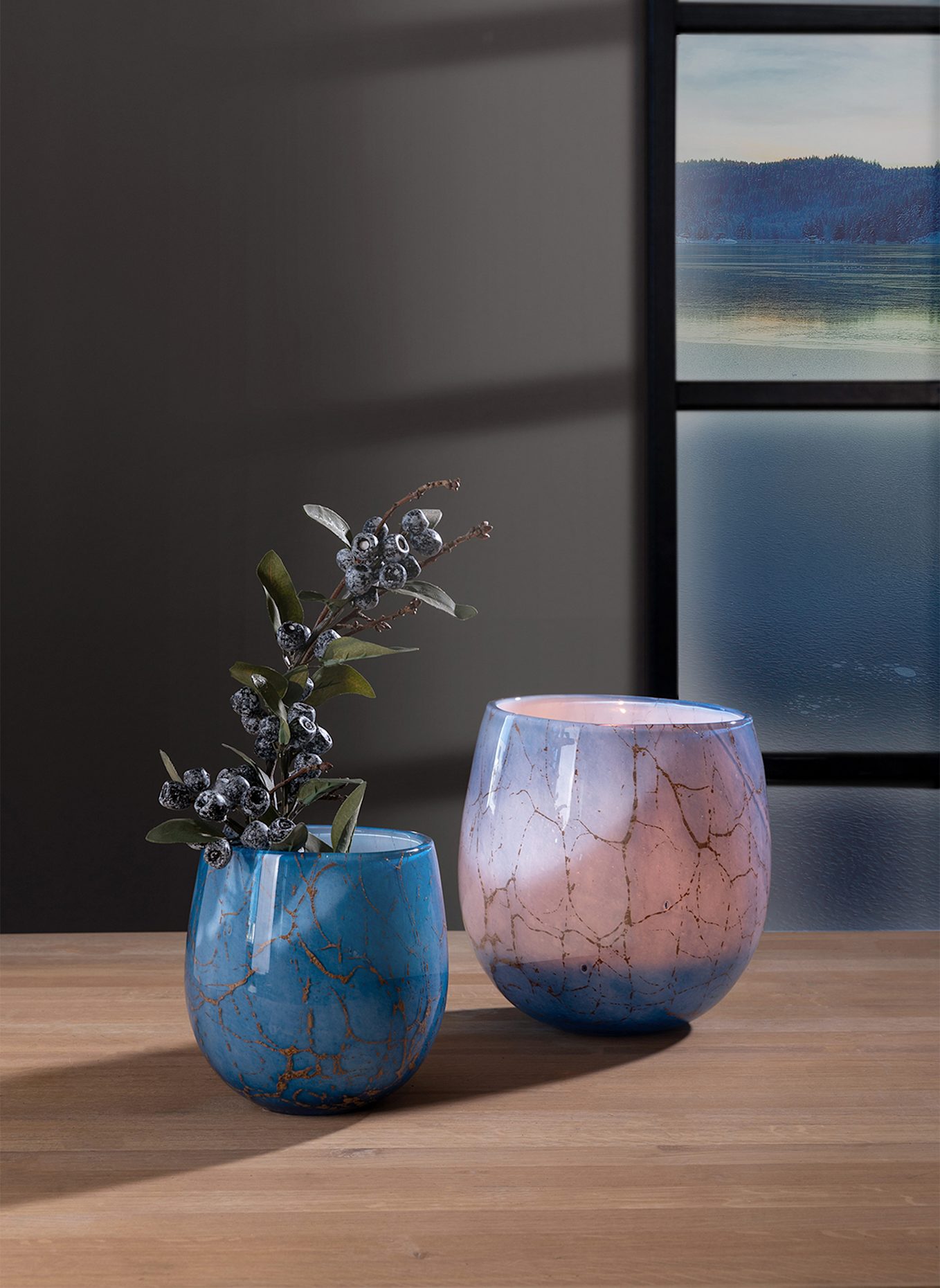 Fink Windlicht, Vase COSMIC: BLAU/ GOLD