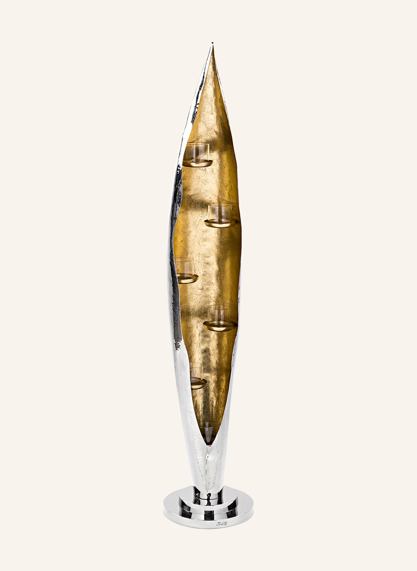 Fink Windlicht mit Glas, 6-flammig CAVA: SILBER