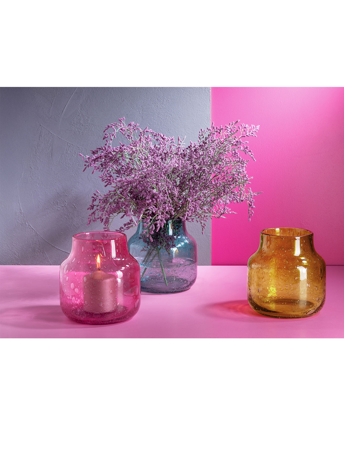 Fink Glasvase, Windlicht SOLEA: FUCHSIA
