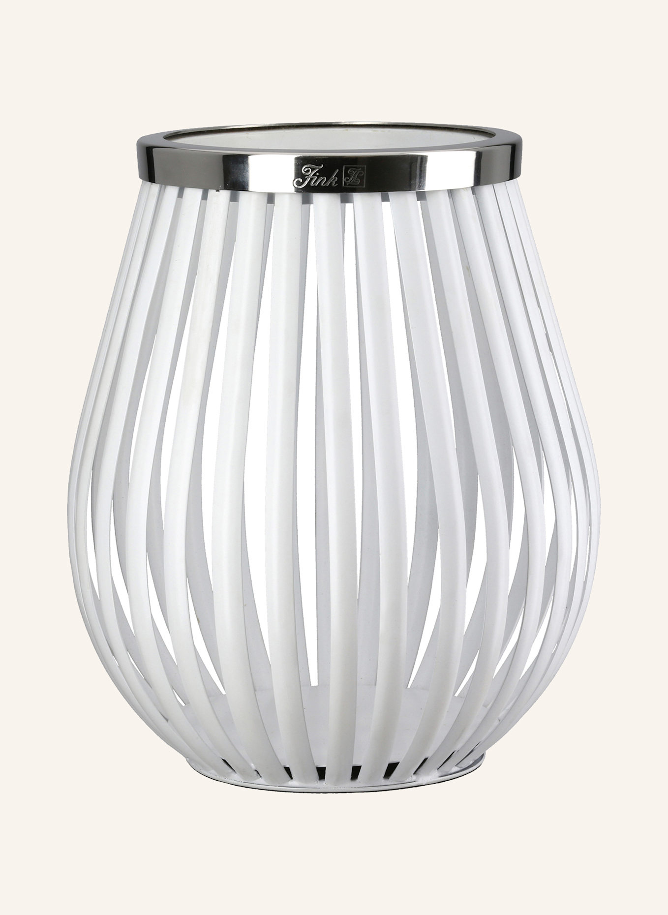 Fink Windlicht ohne Glas TAMINA: SILBER/ WEISS