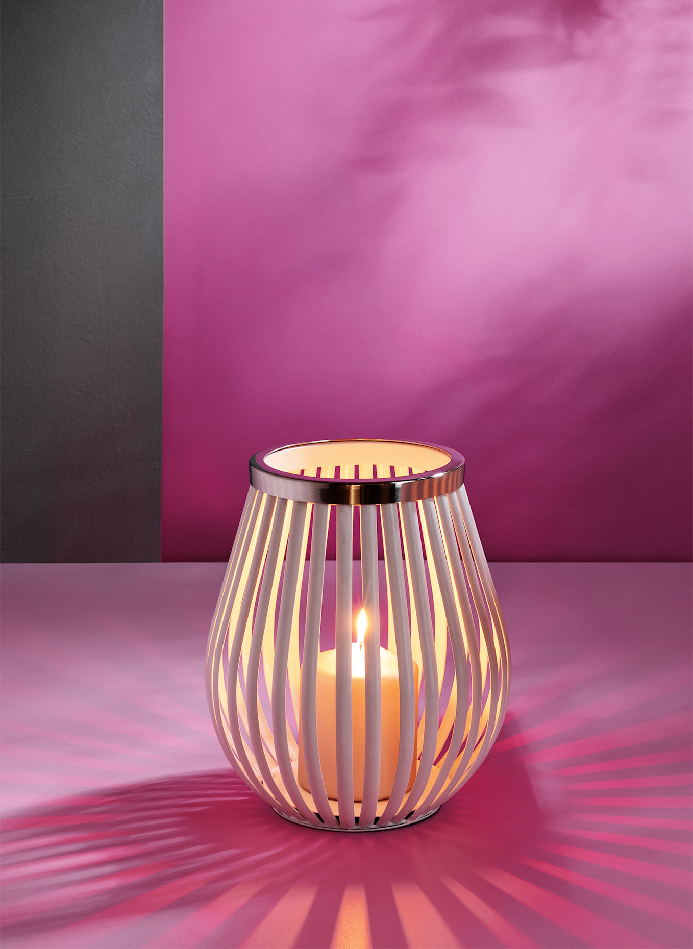 Fink Windlicht ohne Glas TAMINA: SILBER/ WEISS