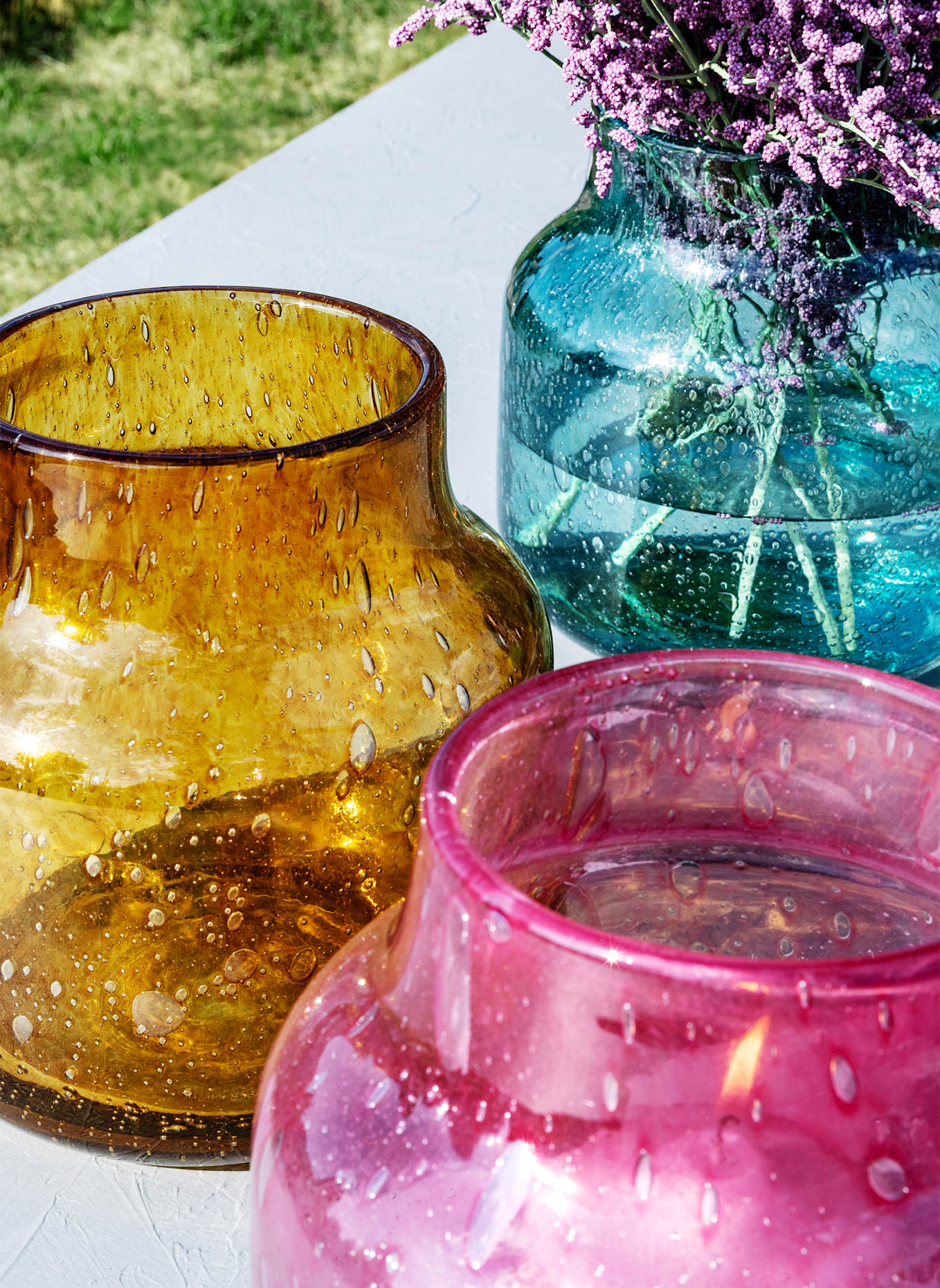 Fink Glasvase, Windlicht SOLEA: PETROL