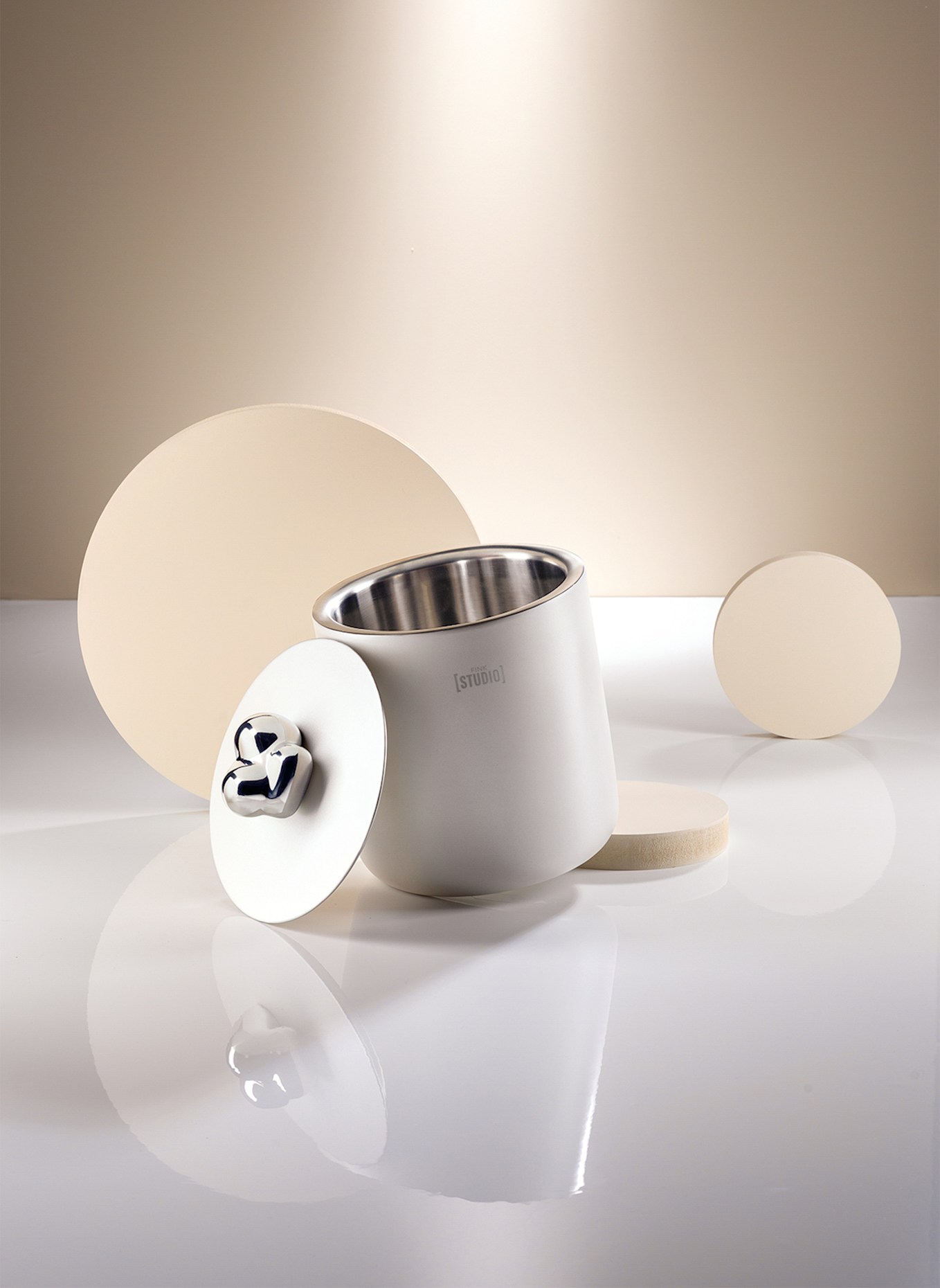 Fink Studio Eiswürfeleimer SPACE PEARL: SILBER/ CREME