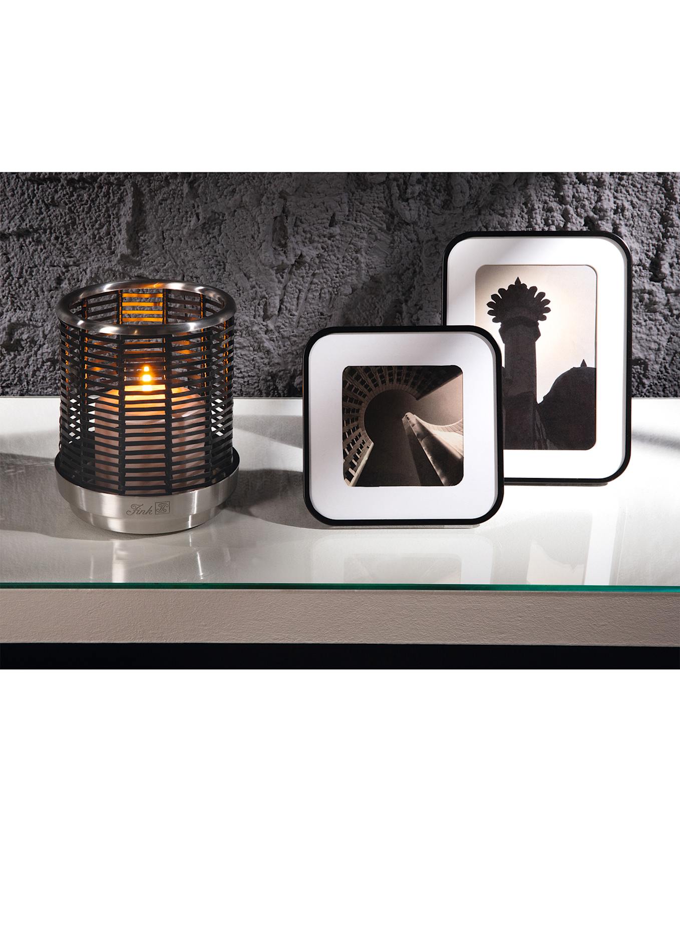 Fink Windlicht ohne Glas FLAVIO: SCHWARZ/ SILBER