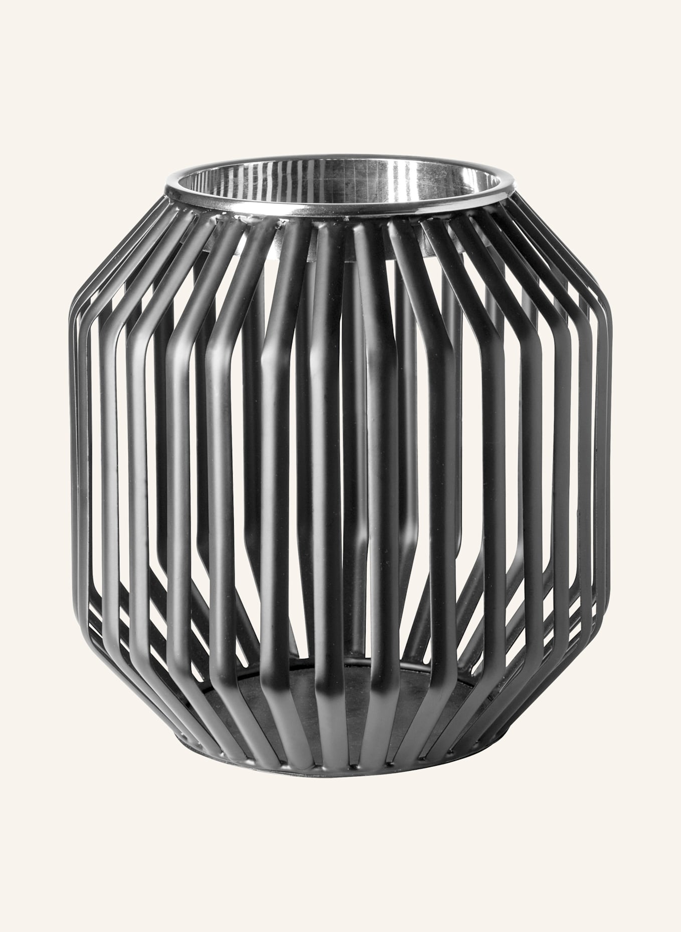 Fink Windlicht ohne Glas MURRAY: SCHWARZ / SILBER