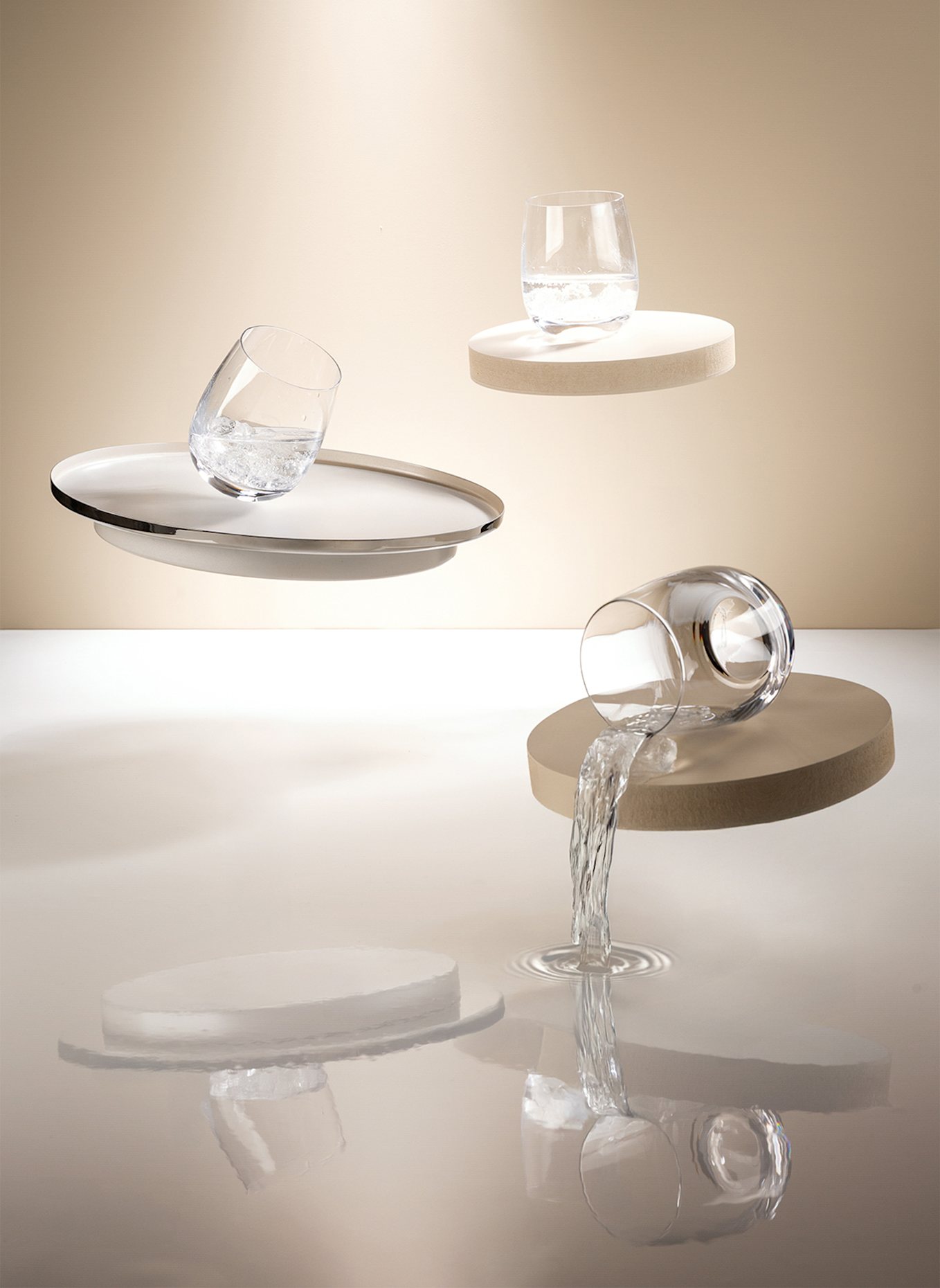 Fink Studio Tablett SPACE PEARL: SILBER/ CREME