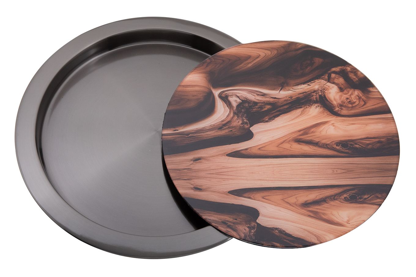 Fink Tablett mit bedruckter Glaseinlage TOLERANCE: BRAUN