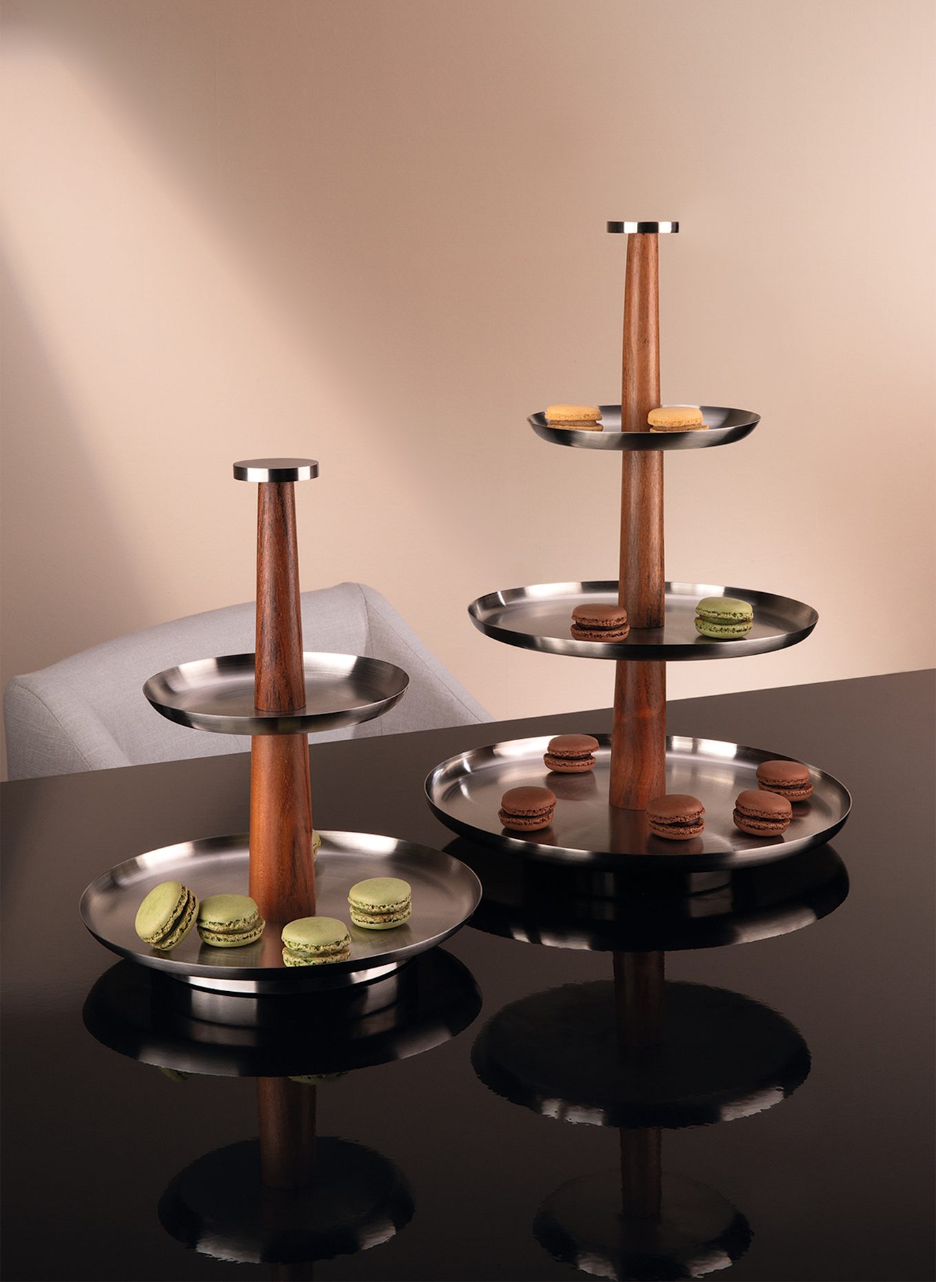 Fink 3er Etagere ROMA: SILBER/ BRAUN