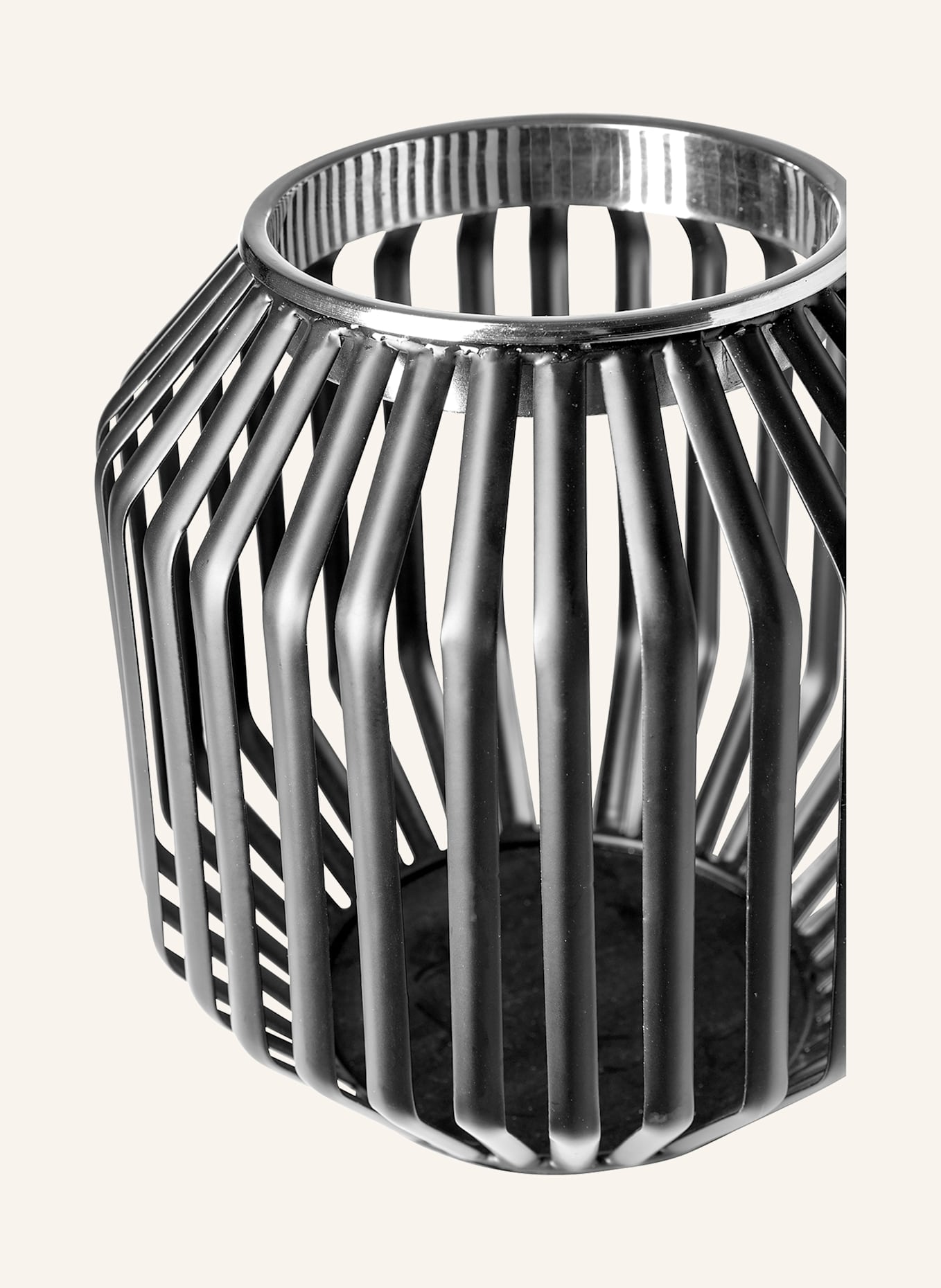 Fink Windlicht ohne Glas MURRAY: SCHWARZ / SILBER