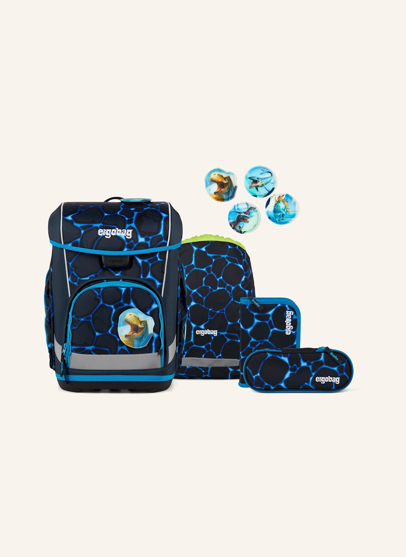 ergobag Schulranzen-Set CUBO LIGHT SET: HELLBLAU/ BLAU