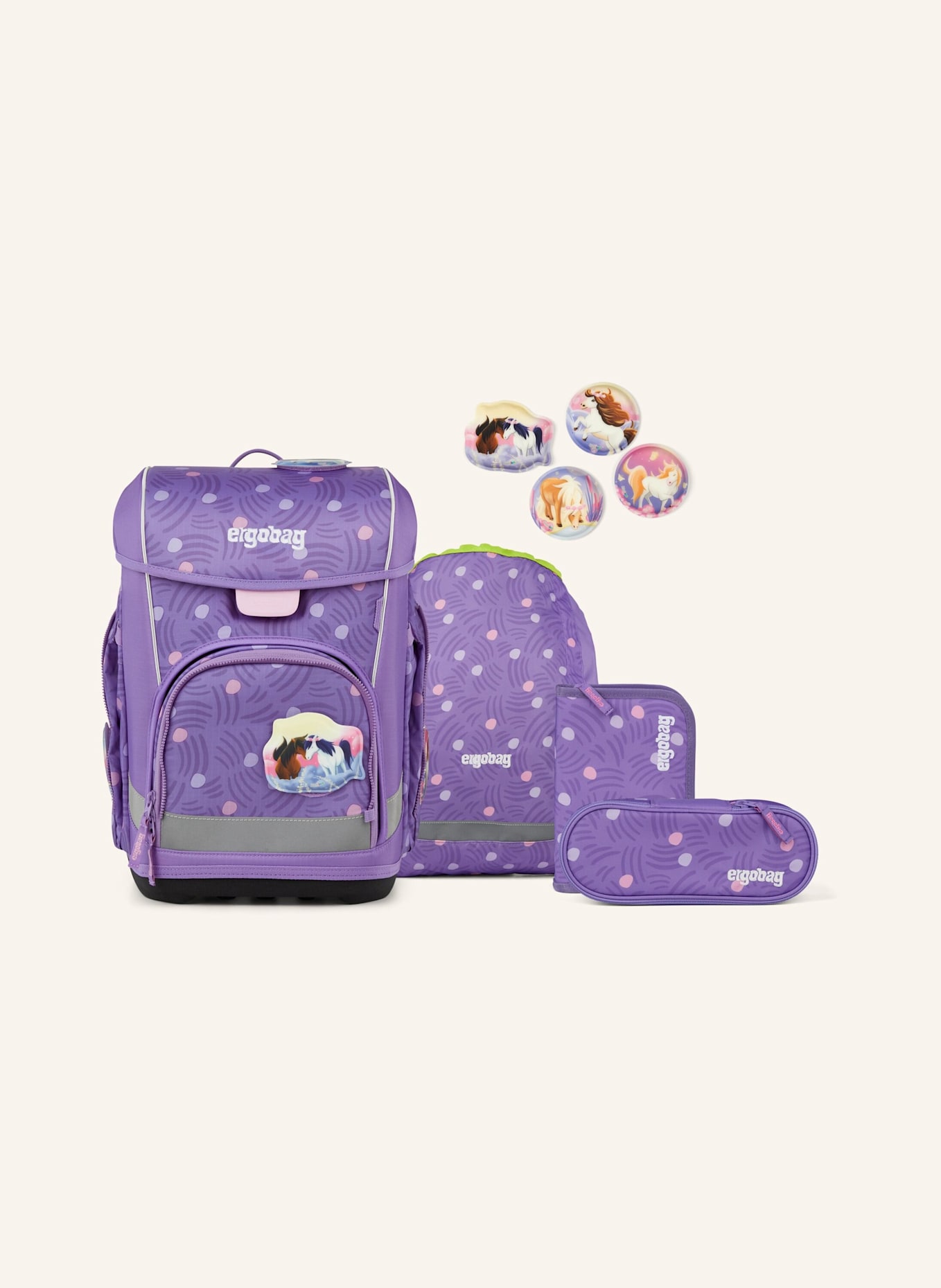 ergobag Schulranzen-Set CUBO LIGHT SET: LILA/ HELLLILA