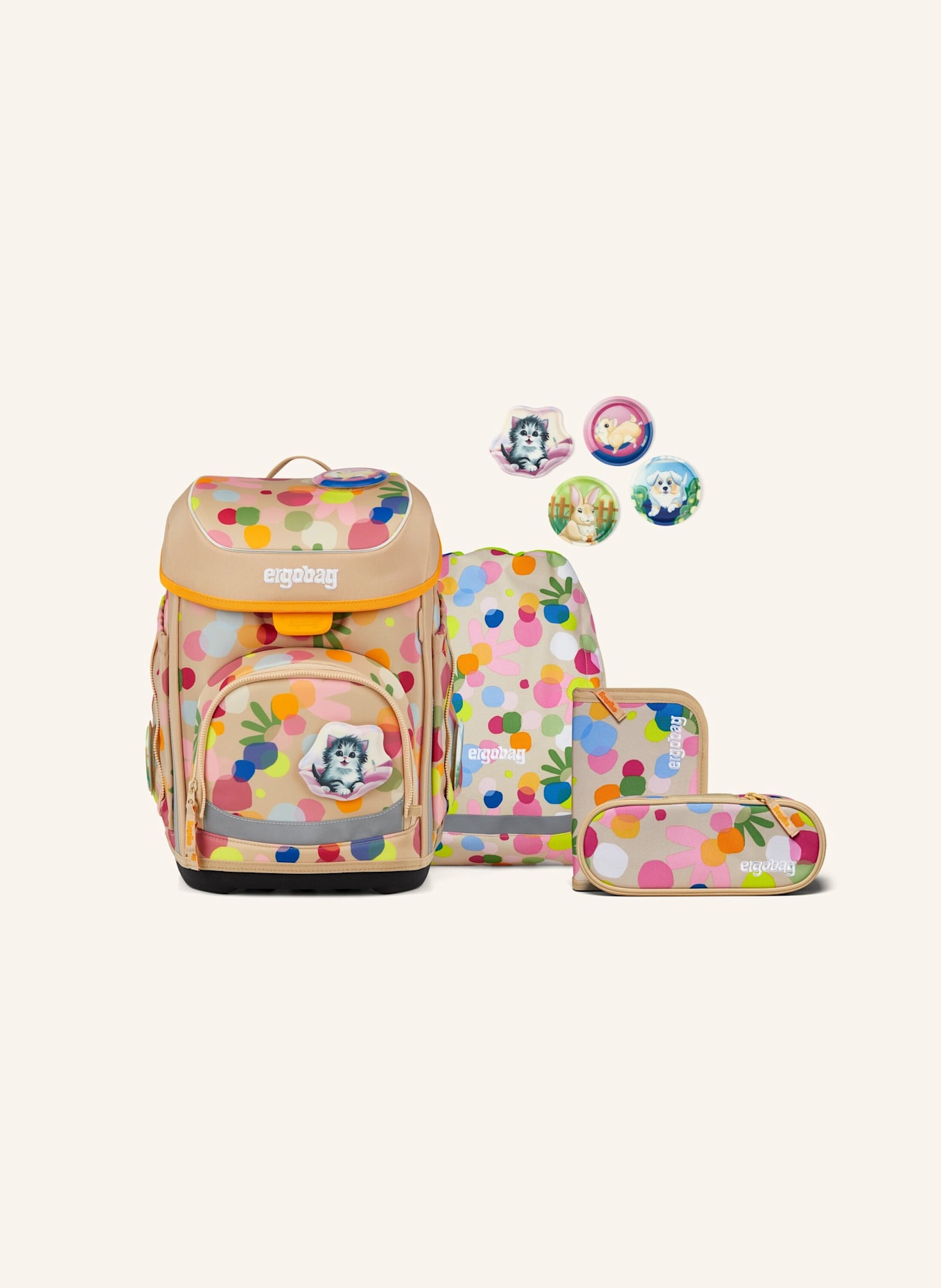 ergobag Schulranzen-Set CUBO SET: BEIGE
