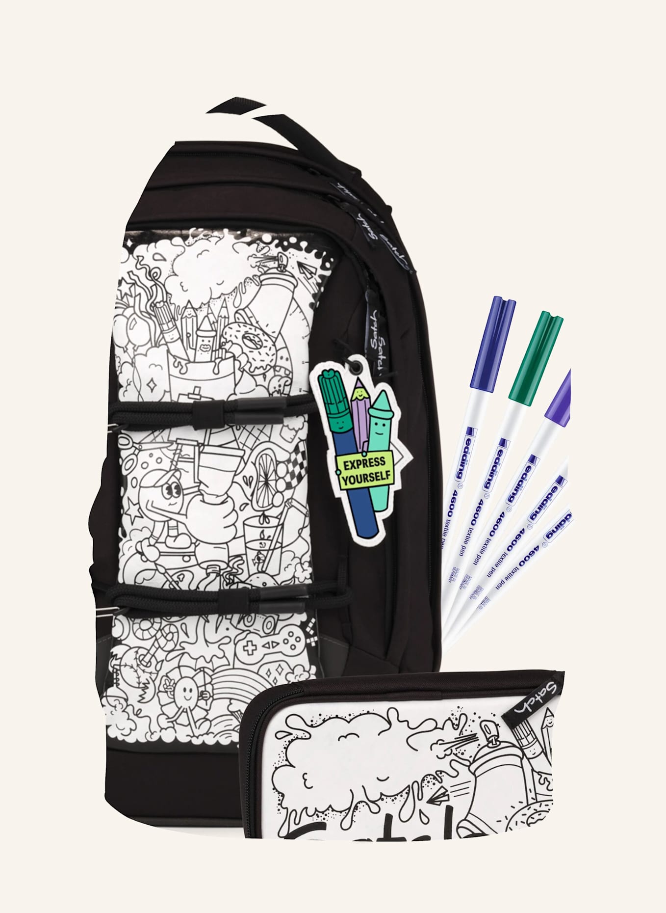Satch Schulrucksack-Set PACK SET: SCHWARZ