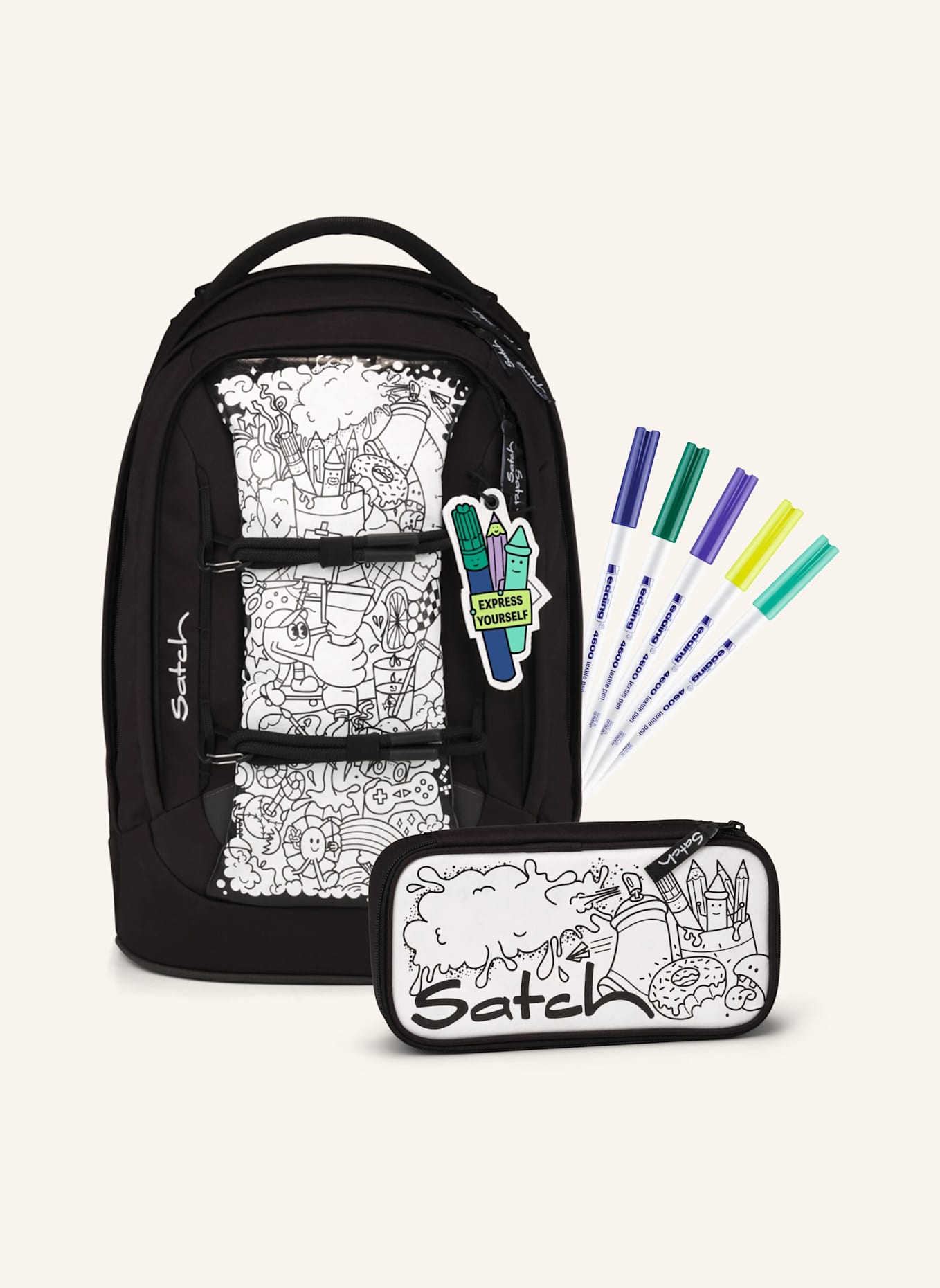 Satch Schulrucksack-Set PACK SET: SCHWARZ