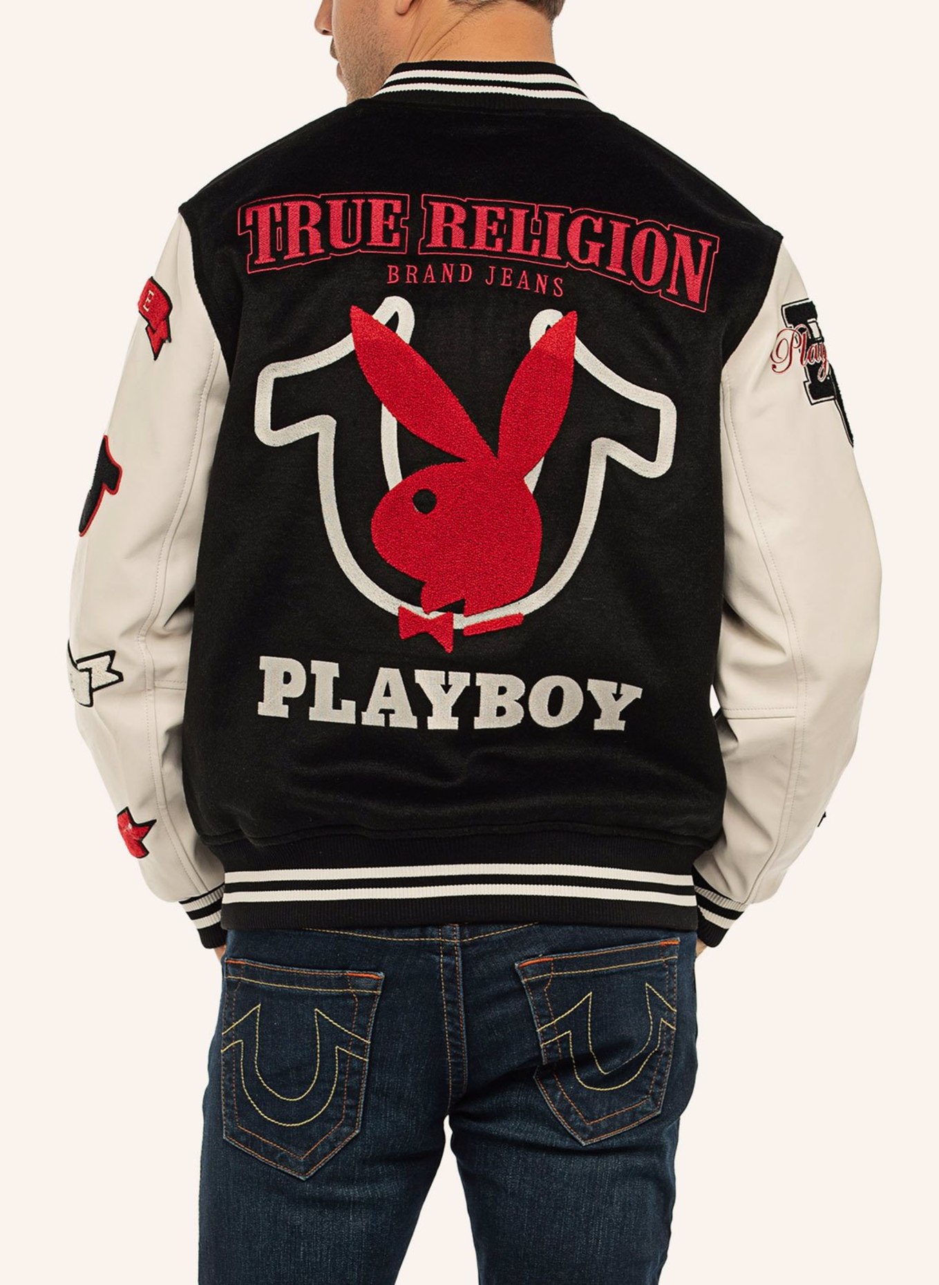 TRUE RELIGION Collegejacke GOOD BUNNY True Religion X Playboy, Farbe: SCHWARZ (Bild 7)