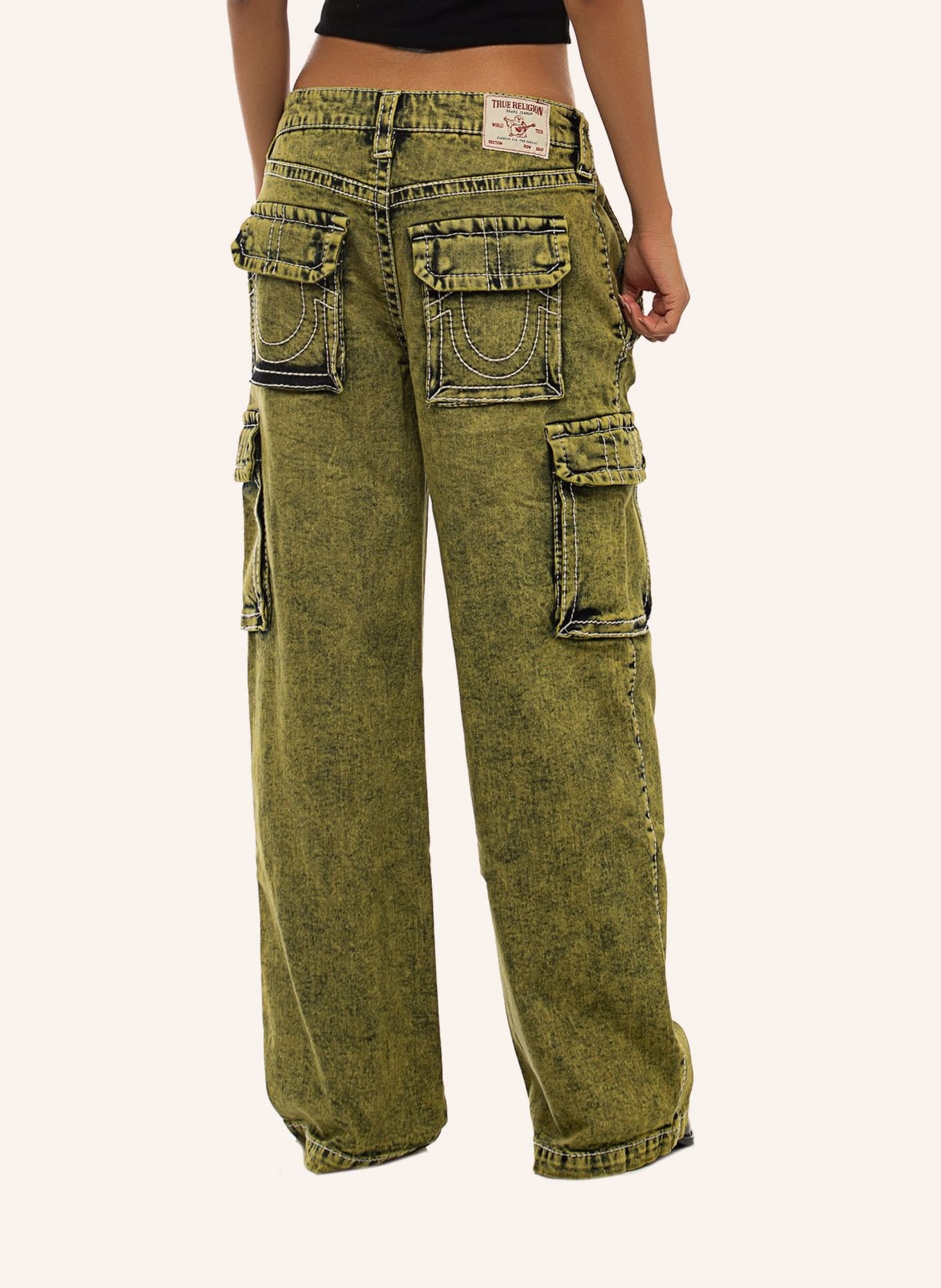 TRUE RELIGION Baggy-Jeans BOBBI BIG T OVERDYE, Farbe: GRÜN (Bild 6)