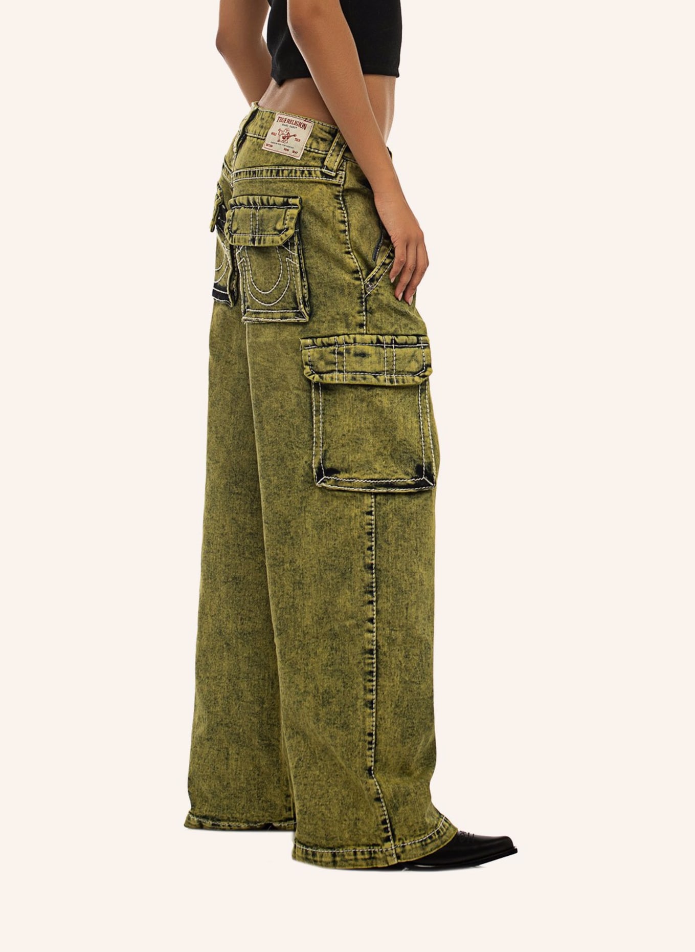 TRUE RELIGION Baggy-Jeans BOBBI BIG T OVERDYE, Farbe: GRÜN (Bild 5)