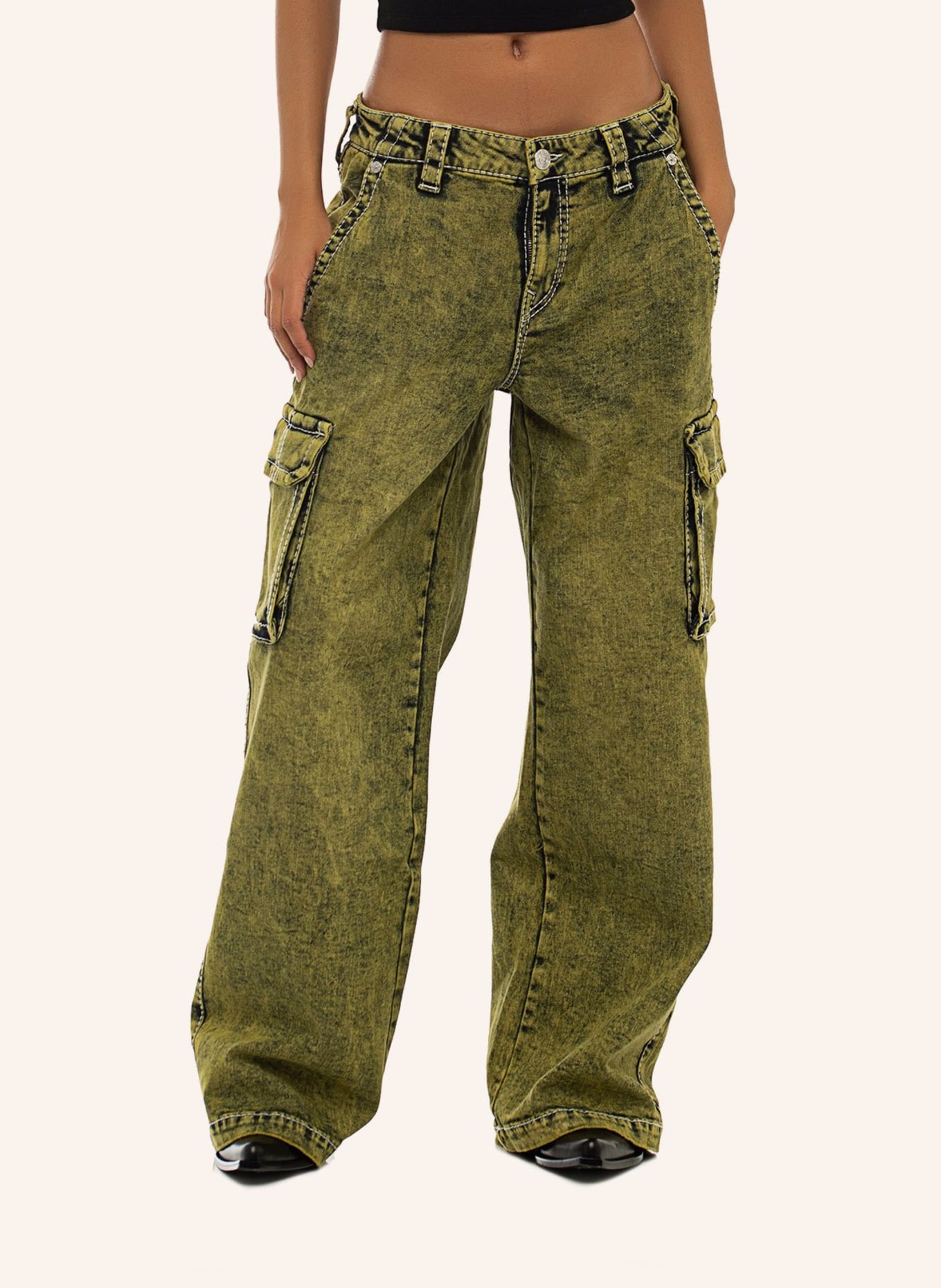 TRUE RELIGION Baggy-Jeans BOBBI BIG T OVERDYE, Farbe: GRÜN (Bild 3)