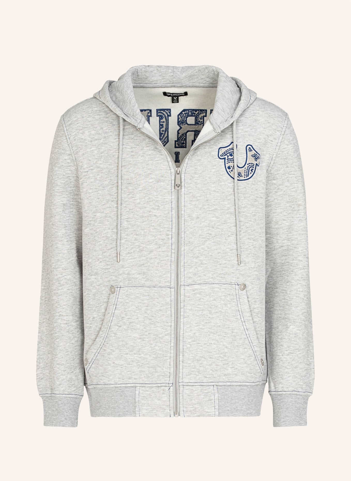 TRUE RELIGION Sweatjacke PAISLEY, Farbe: GRAU (Bild 1)