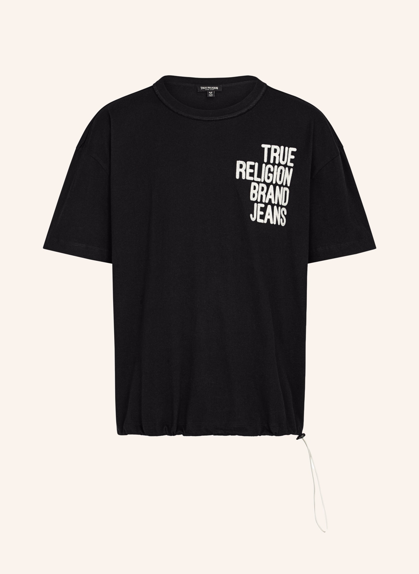 TRUE RELIGION T-Shirt DROP SHOULDER EMBRO BUNGEE, Farbe: SCHWARZ (Bild 1)