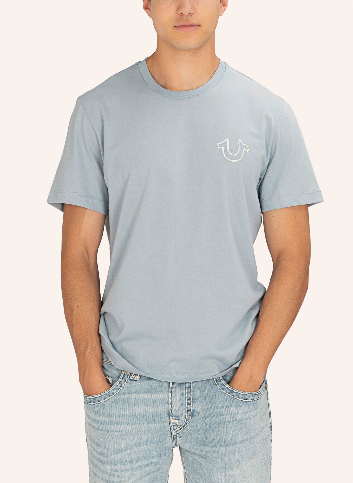 TRUE RELIGION T-Shirt LADDER Print, Farbe: HELLBLAU (Bild 3)