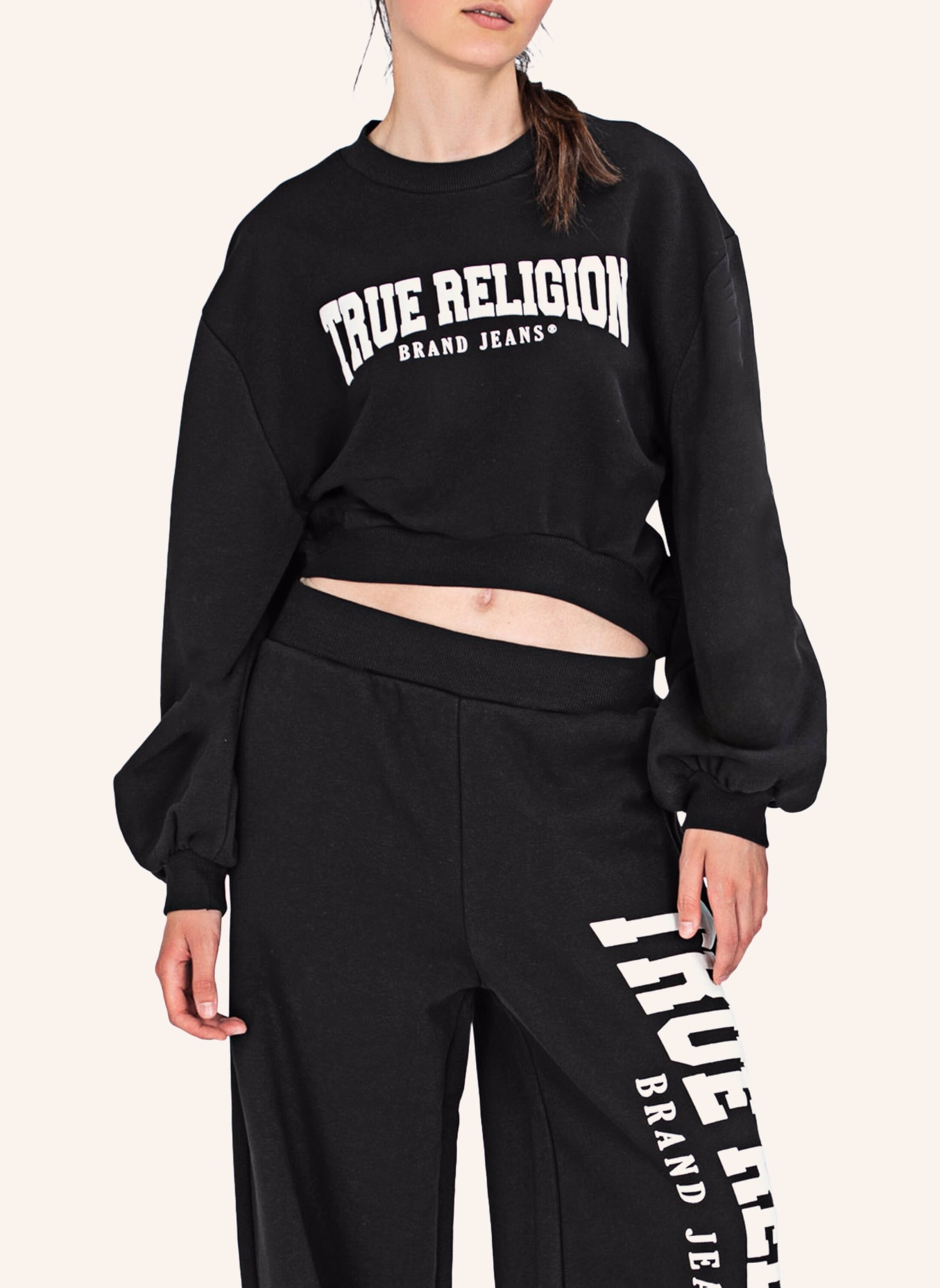 TRUE RELIGION ARCHED LOGO FASHION PULLOVER, Farbe: SCHWARZ (Bild 3)