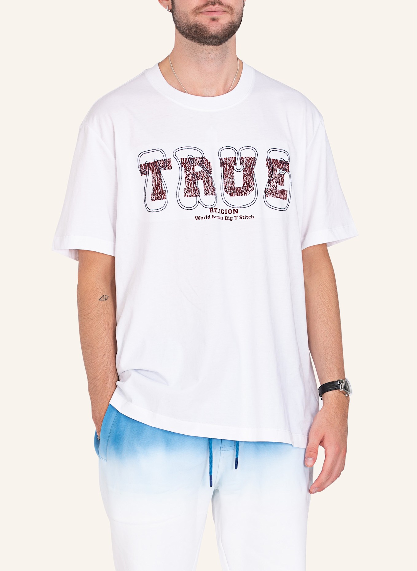 TRUE RELIGION T-Shirt SS TRUE STITCH, Farbe: WEISS (Bild 3)