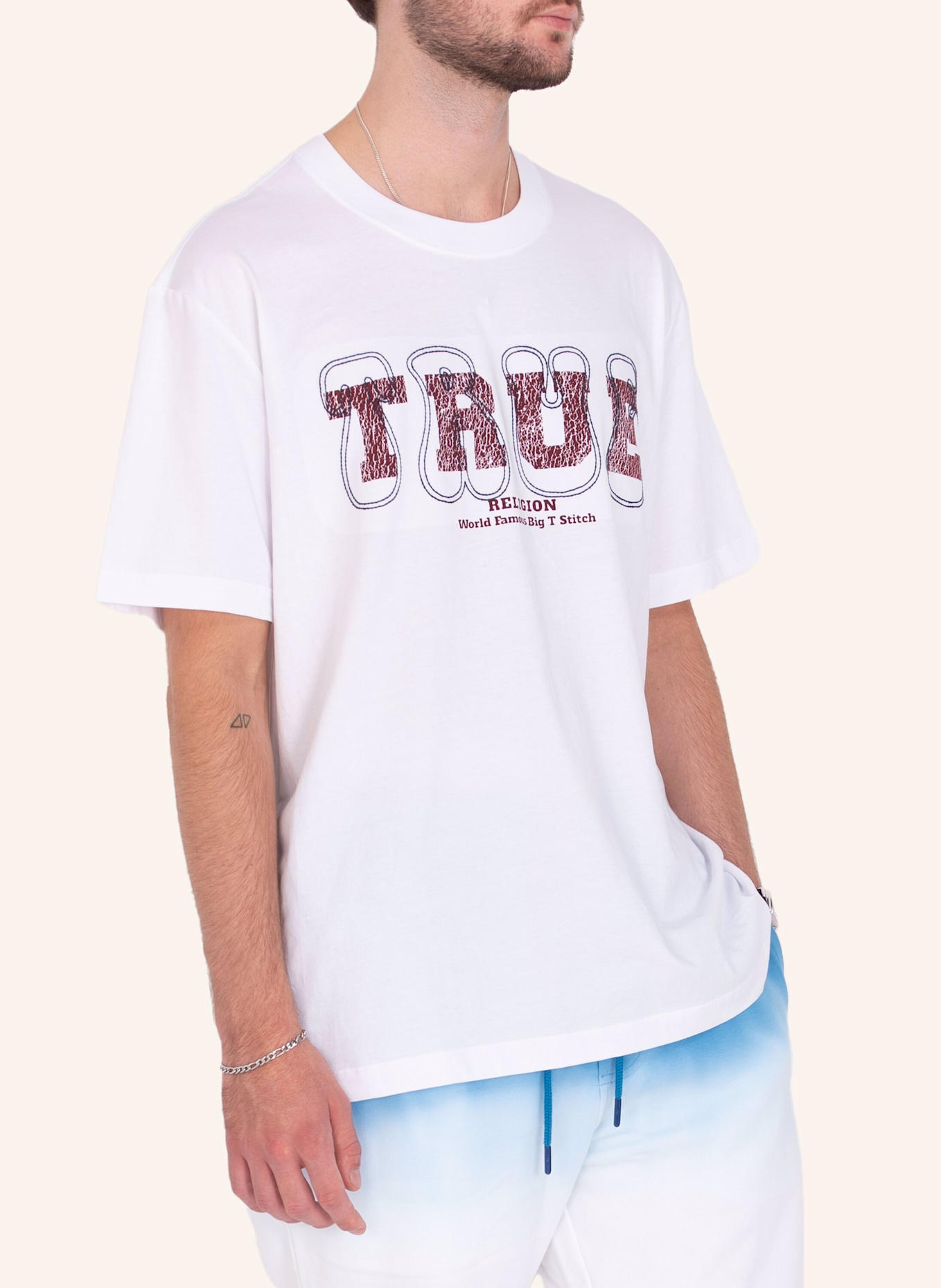 TRUE RELIGION T-Shirt SS TRUE STITCH, Farbe: WEISS (Bild 4)