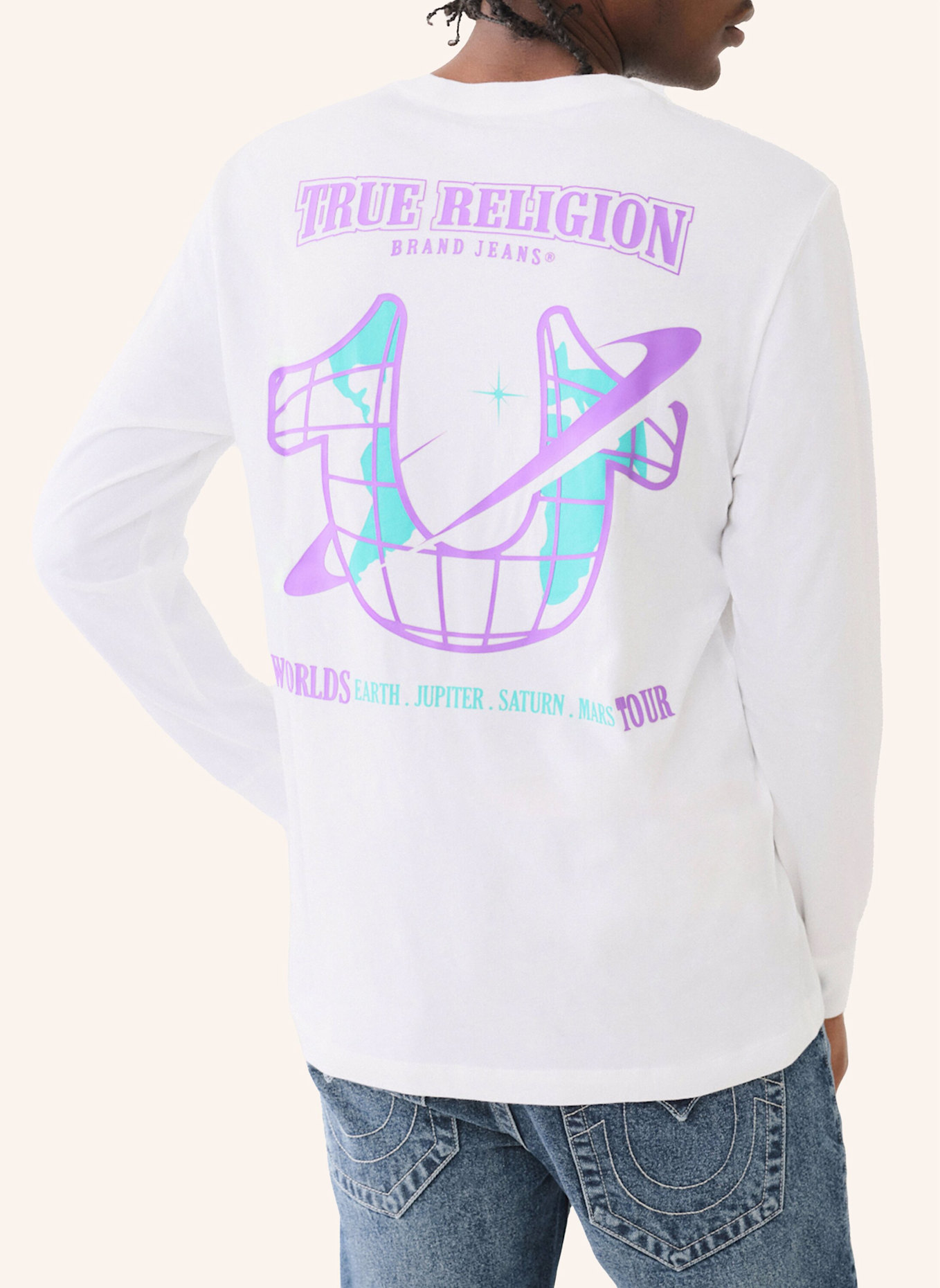 TRUE RELIGION Longsleeve  HIGH DENSITY SPACE, Farbe: WEISS (Bild 5)