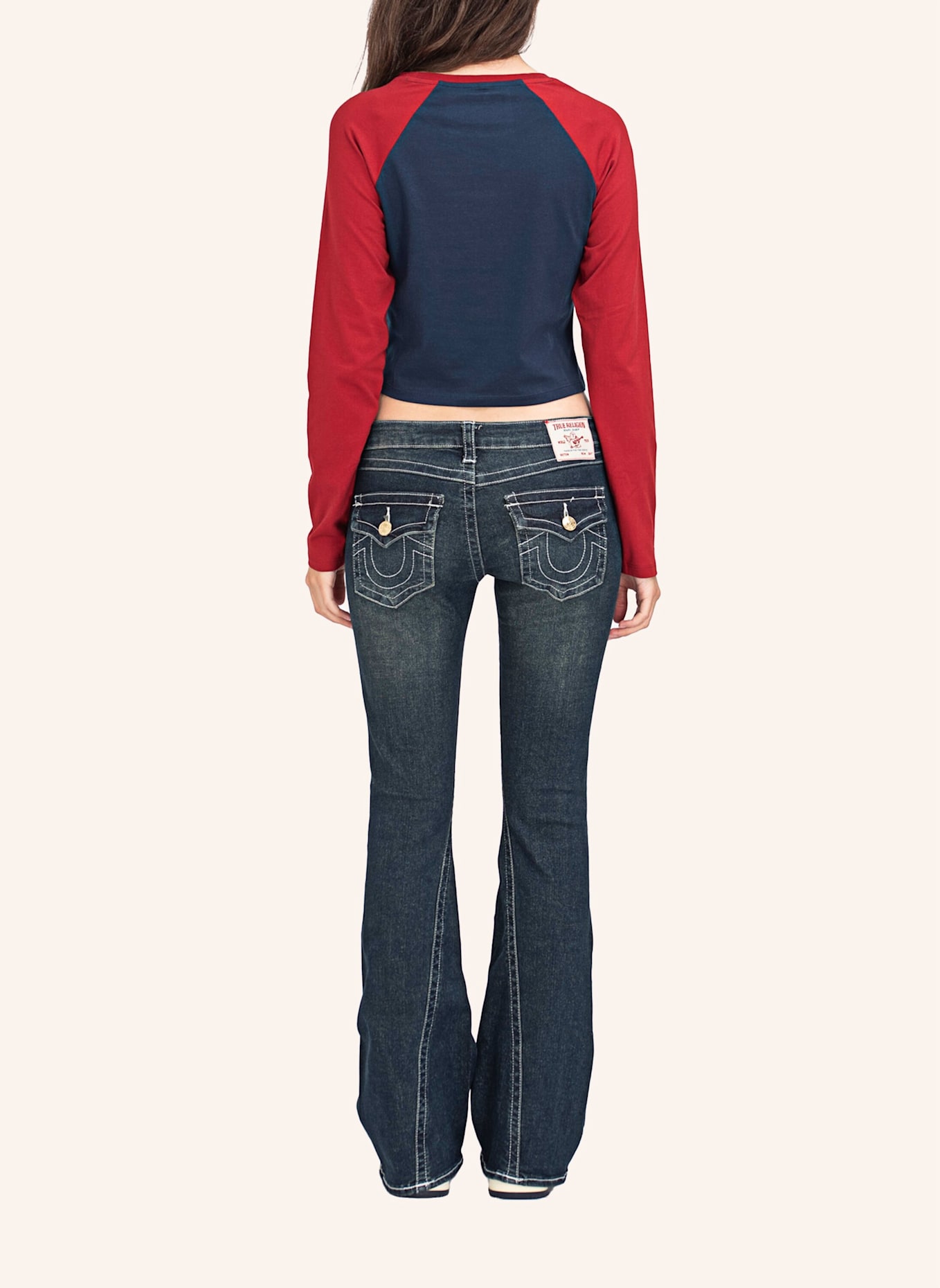 TRUE RELIGION Longsleeve CONTRAST: BLAU/ ROT