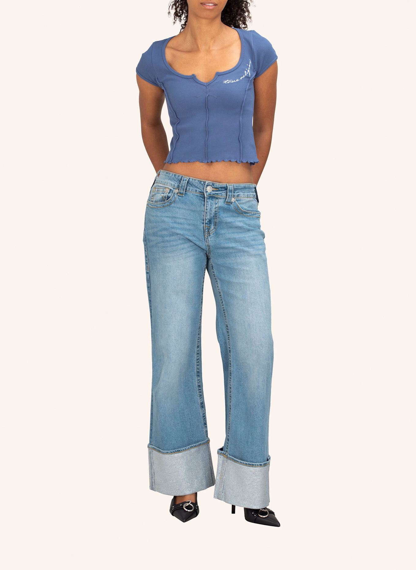 TRUE RELIGION Jeans BOBBI DIAMANTE: BLAUGRAU