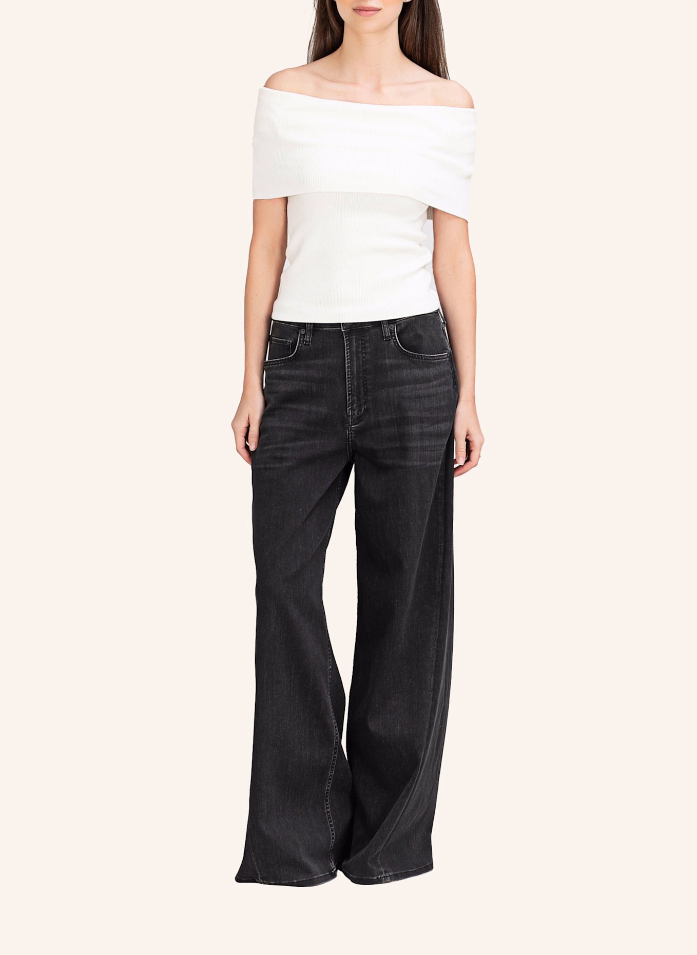 TRUE RELIGION Off-Shoulder-Top: WEISS