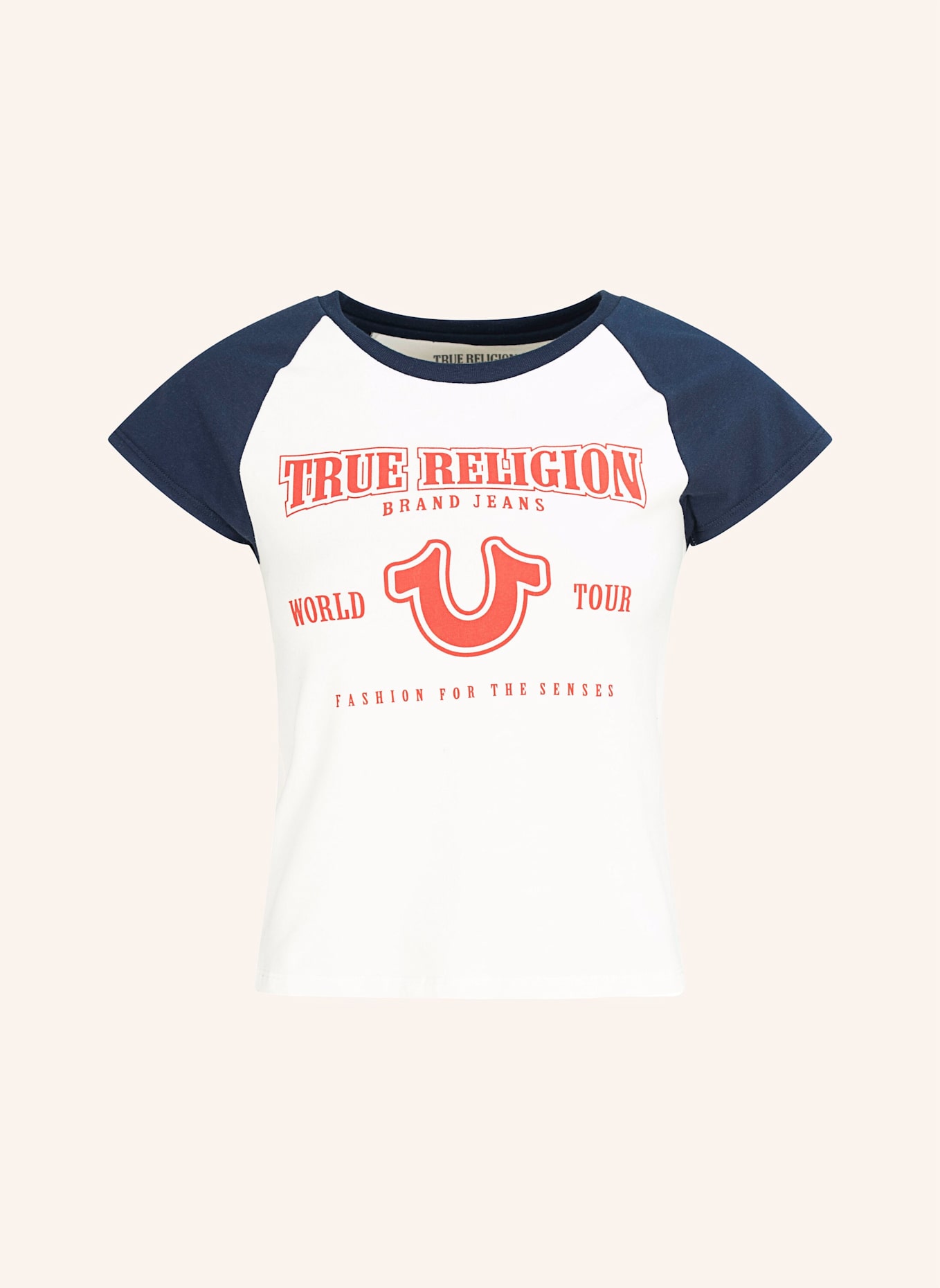 TRUE RELIGION T-Shirt: WEISS/ BLAU