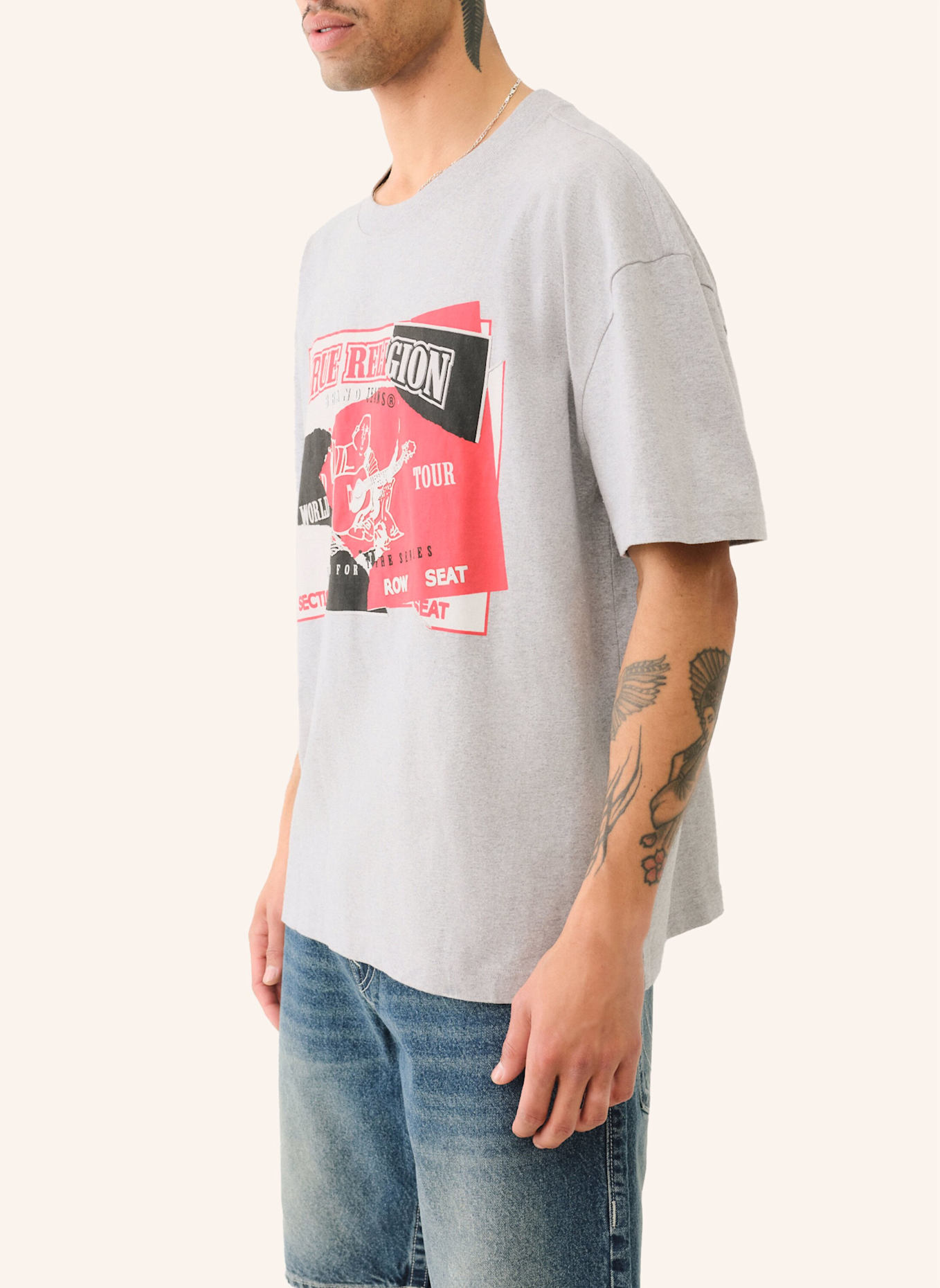 TRUE RELIGION T-Shirt: HELLGRAU