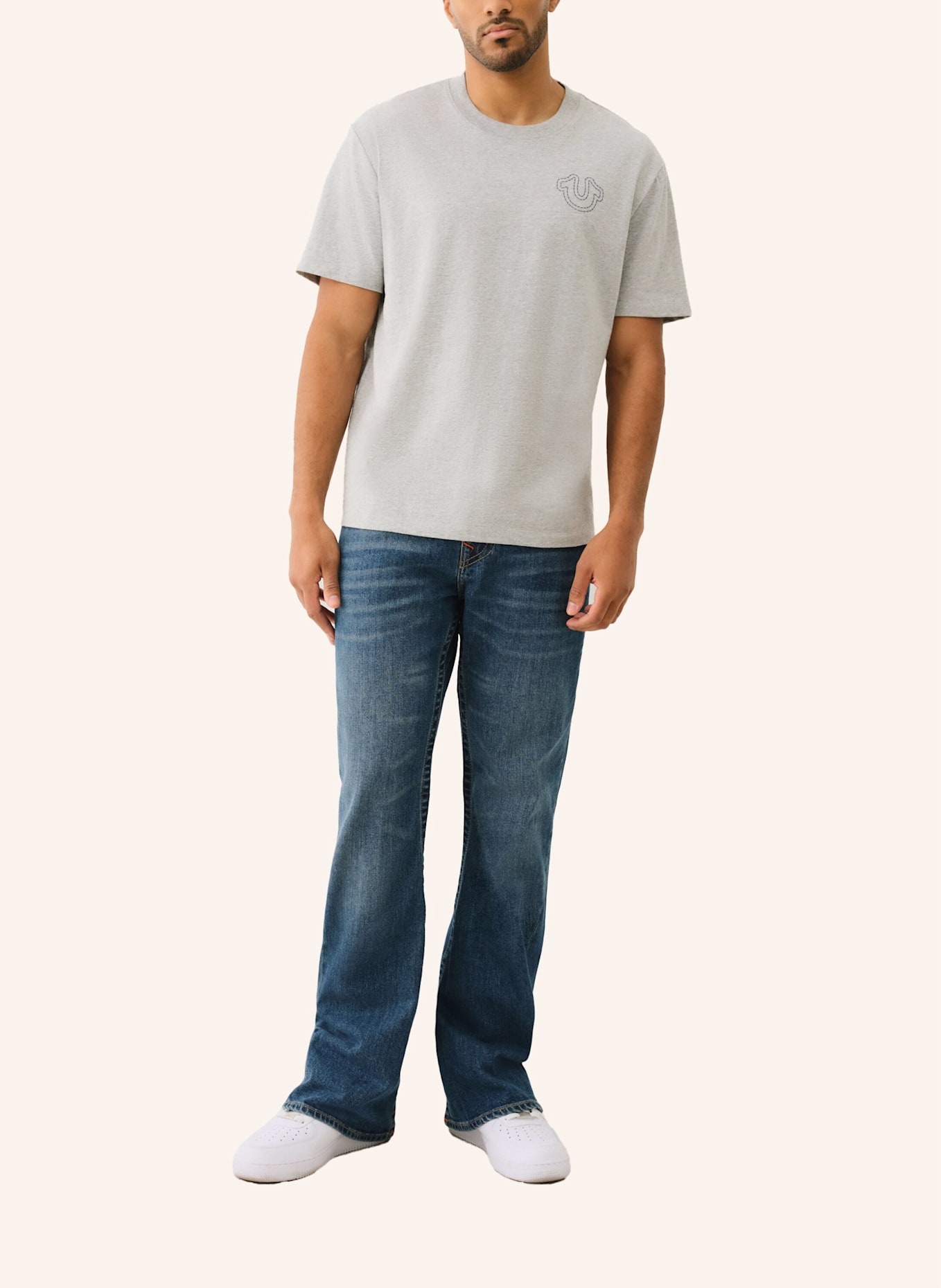 TRUE RELIGION T-Shirt STITCH: HELLGRAU
