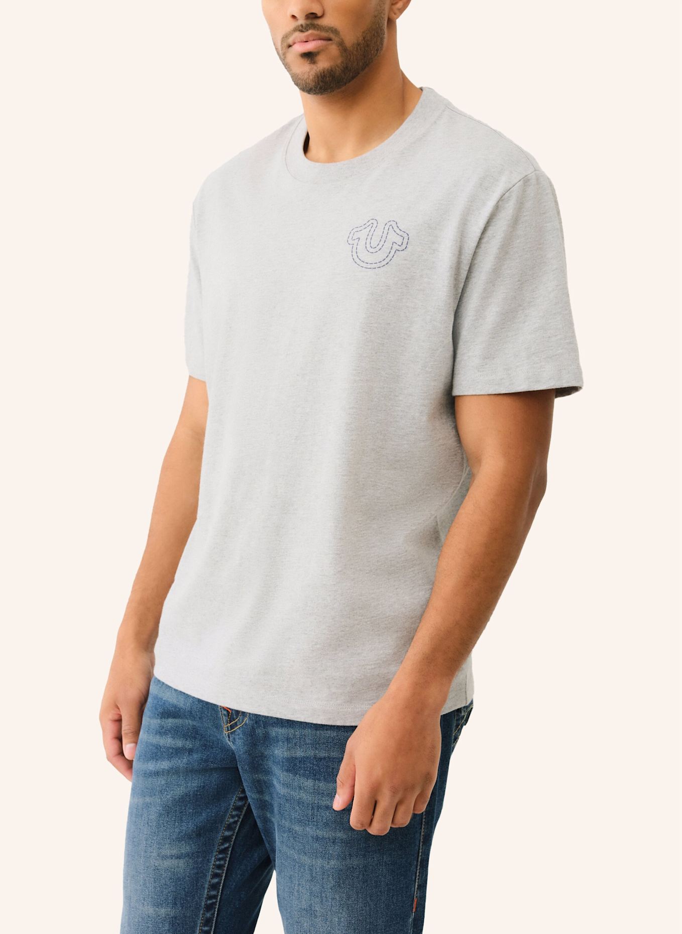 TRUE RELIGION T-Shirt STITCH: HELLGRAU
