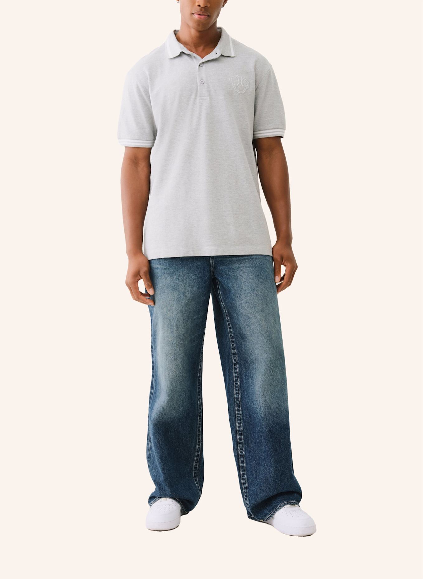 TRUE RELIGION Poloshirt BIG T: HELLGRAU