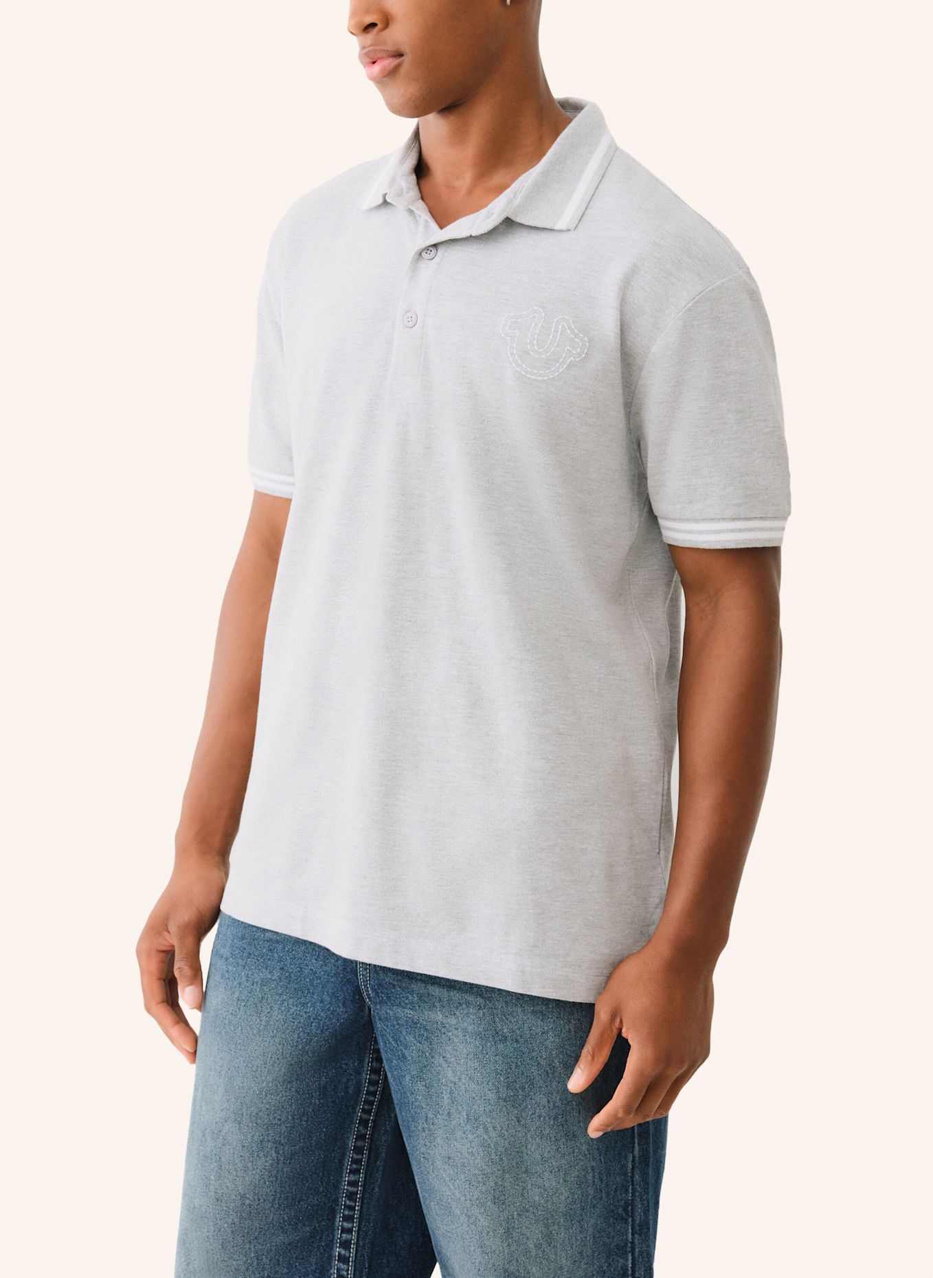 TRUE RELIGION Poloshirt BIG T: HELLGRAU