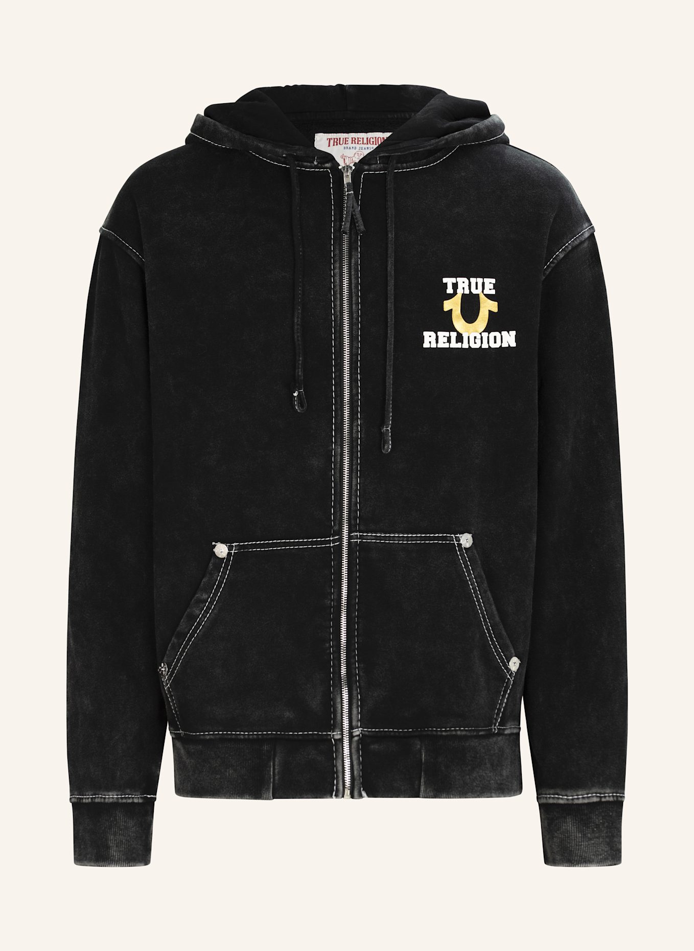TRUE RELIGION Sweatshirtjacke WORLD TOUR: SCHWARZ