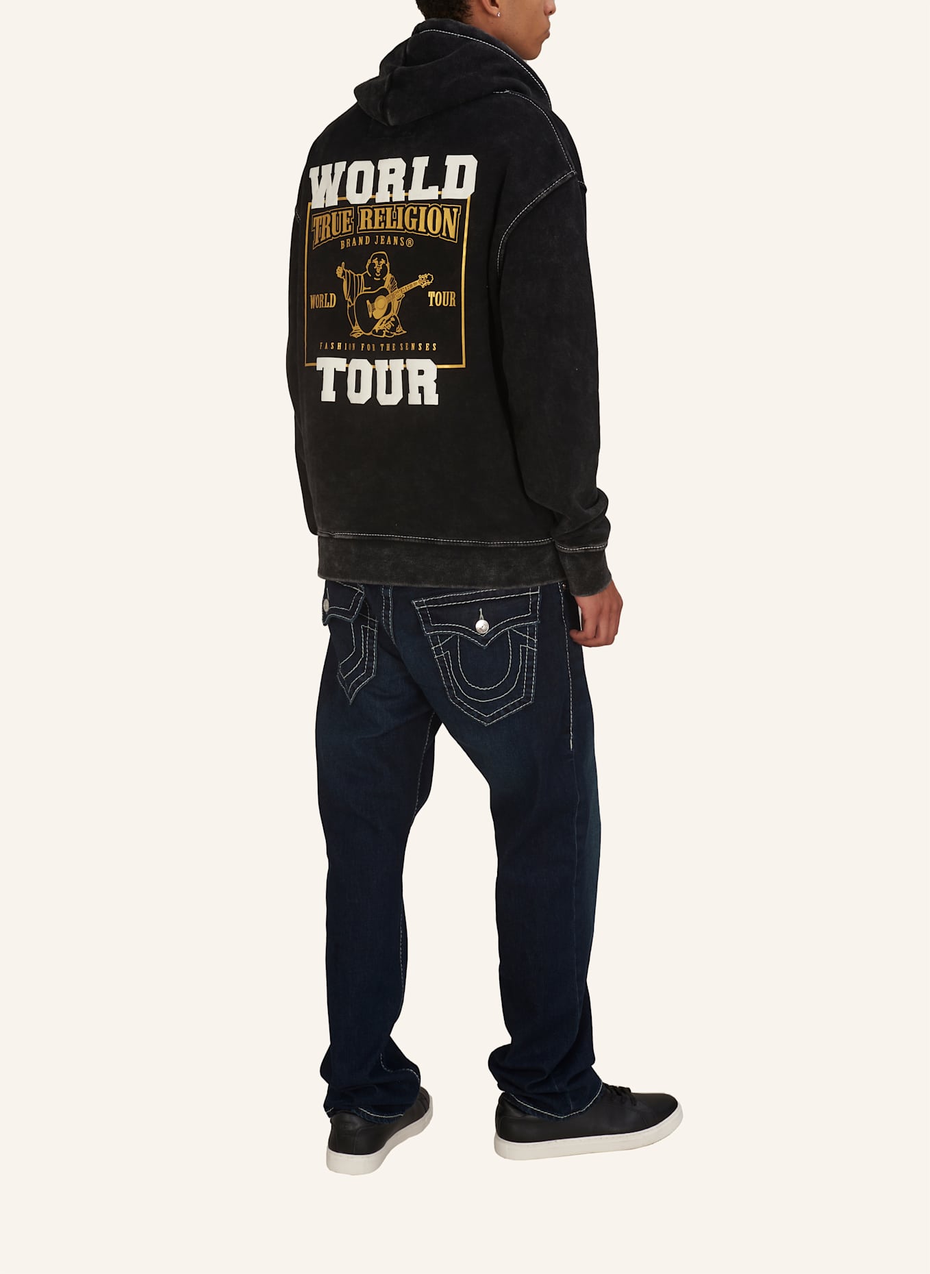 TRUE RELIGION Sweatshirtjacke WORLD TOUR: SCHWARZ