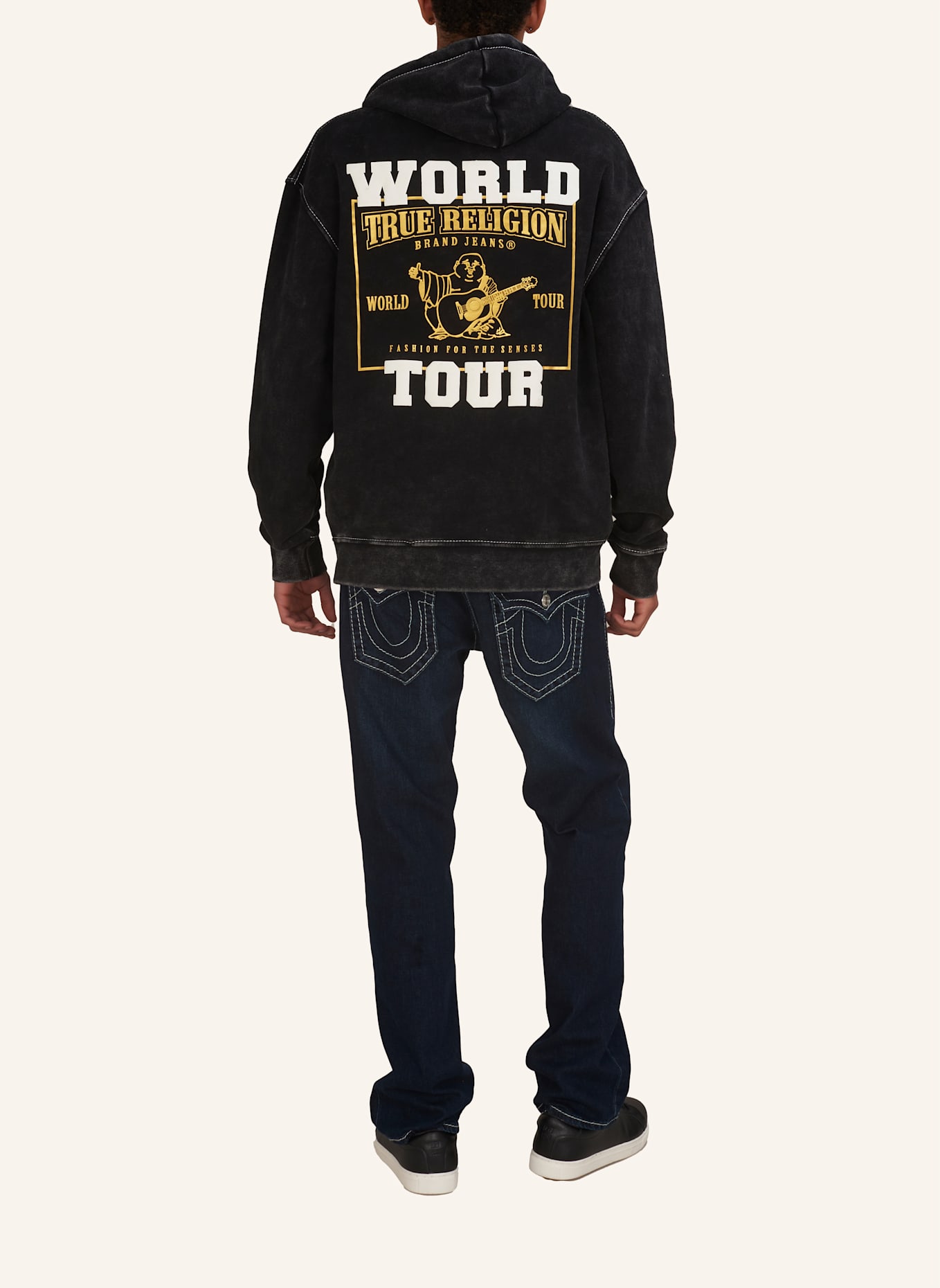 TRUE RELIGION Sweatshirtjacke WORLD TOUR: SCHWARZ