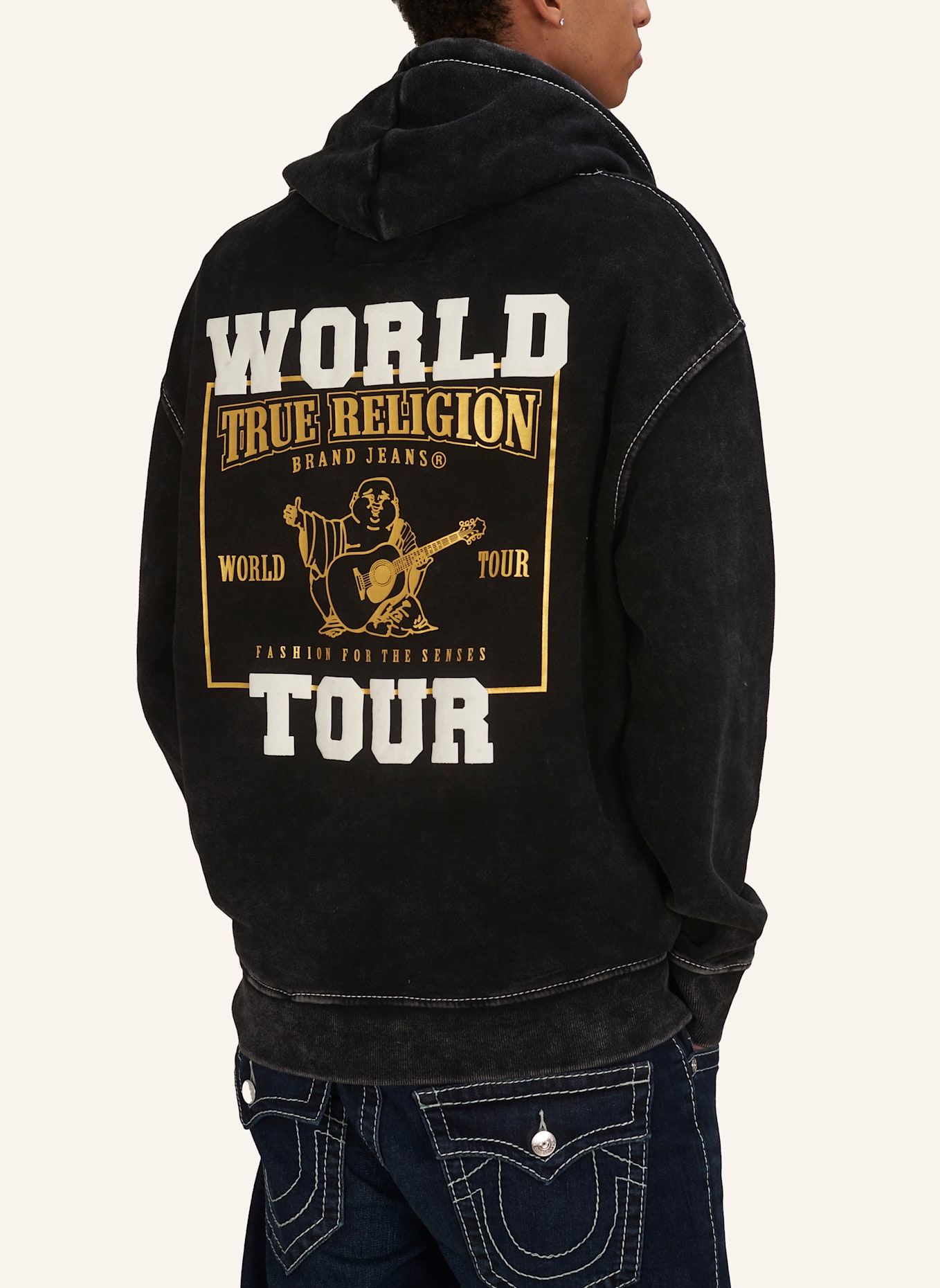 TRUE RELIGION Sweatshirtjacke WORLD TOUR: SCHWARZ