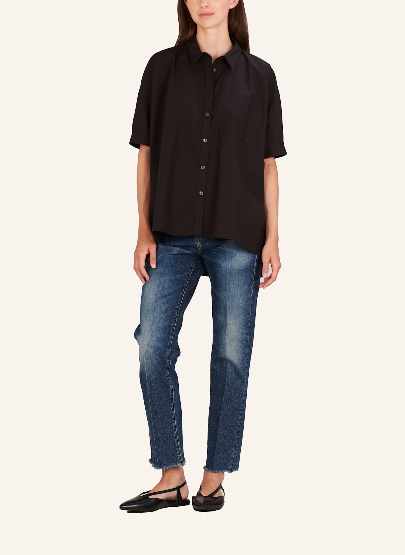 TRUE RELIGION Bluse Oversized: SCHWARZ