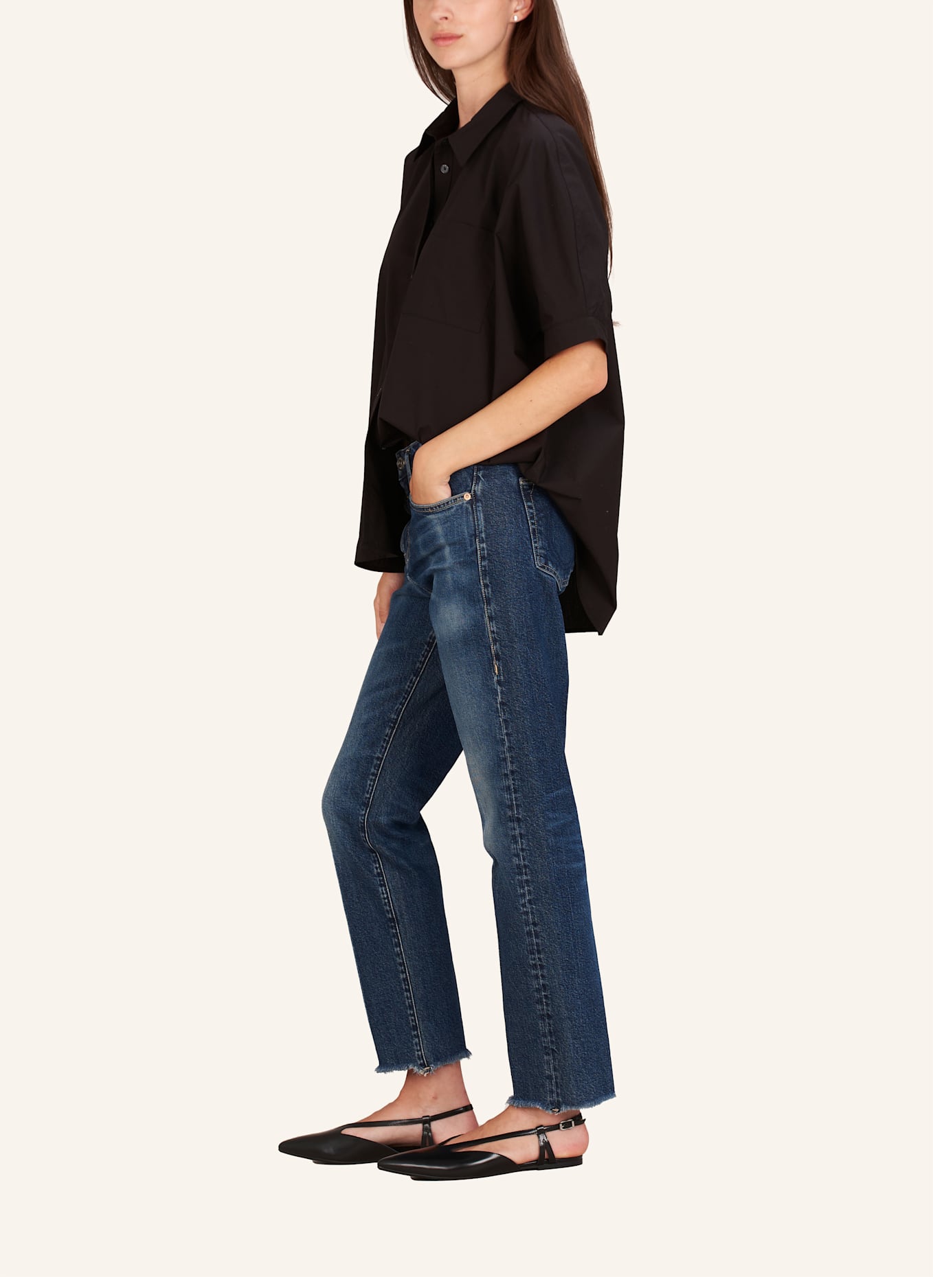 TRUE RELIGION Bluse Oversized: SCHWARZ