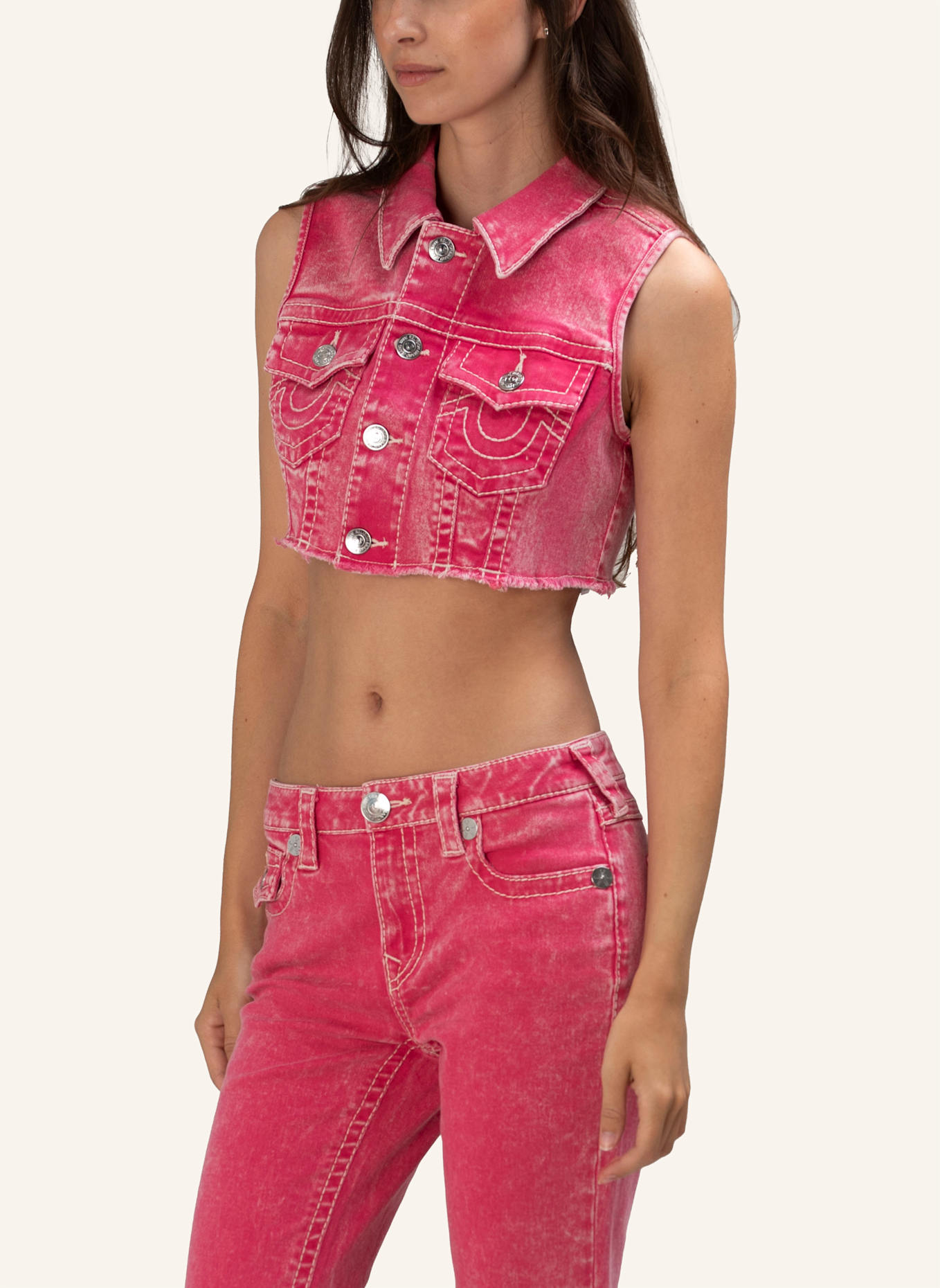 TRUE RELIGION Jeansweste BIG T: PINK