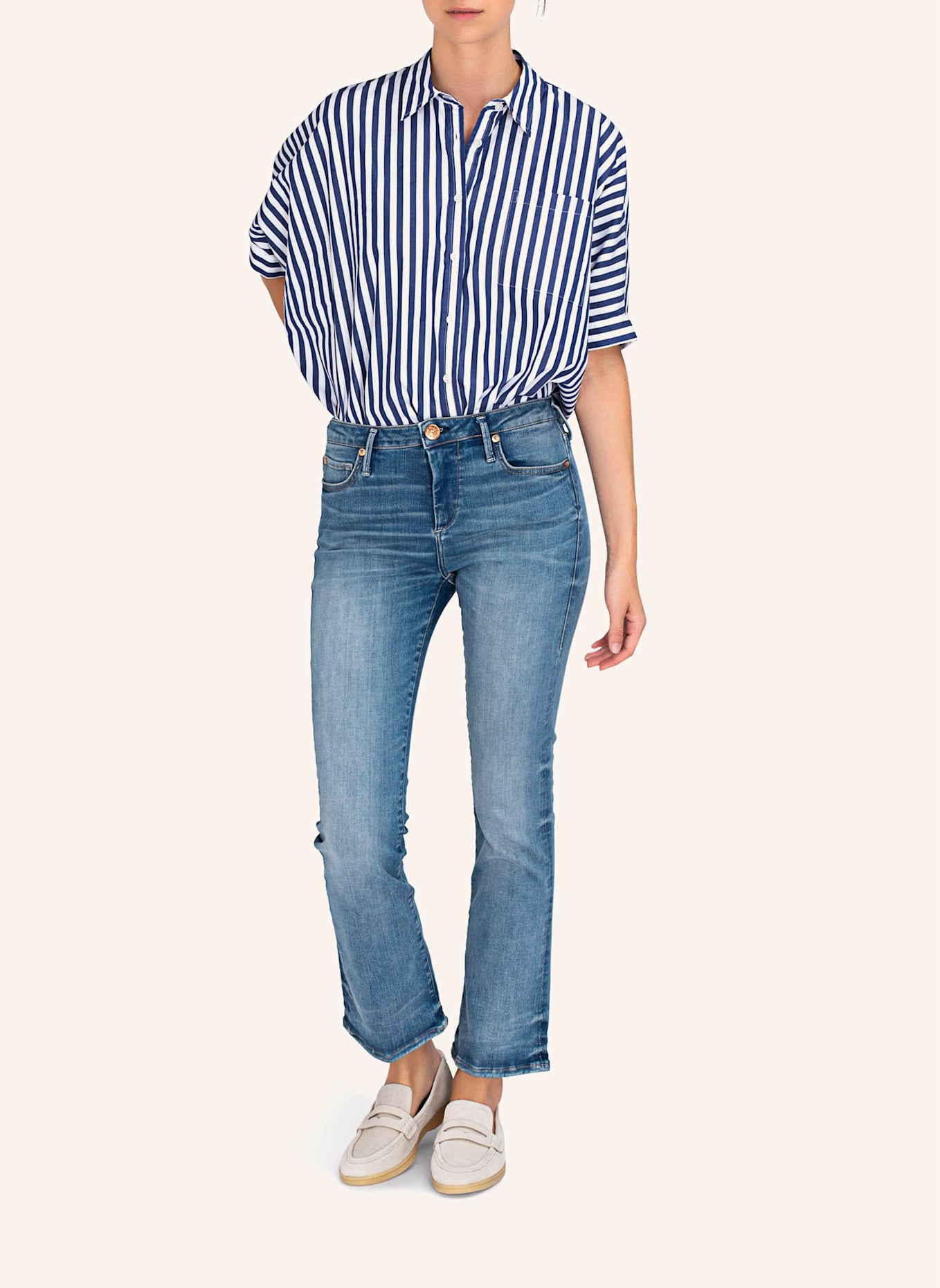 TRUE RELIGION Jeans HALLE Kick Flare: BLAUGRAU/ DUNKELBLAU