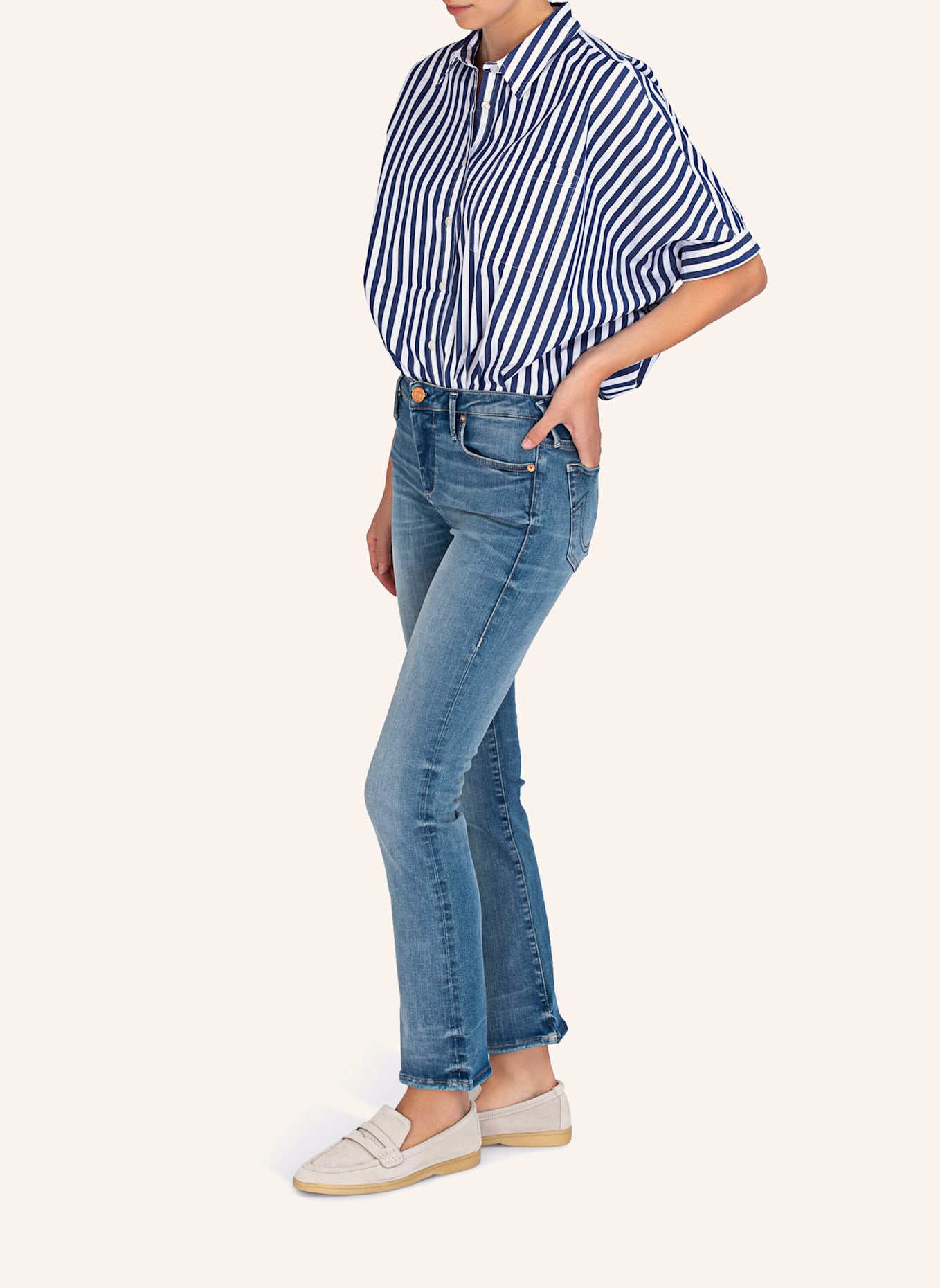 TRUE RELIGION Jeans HALLE Kick Flare: BLAUGRAU/ DUNKELBLAU